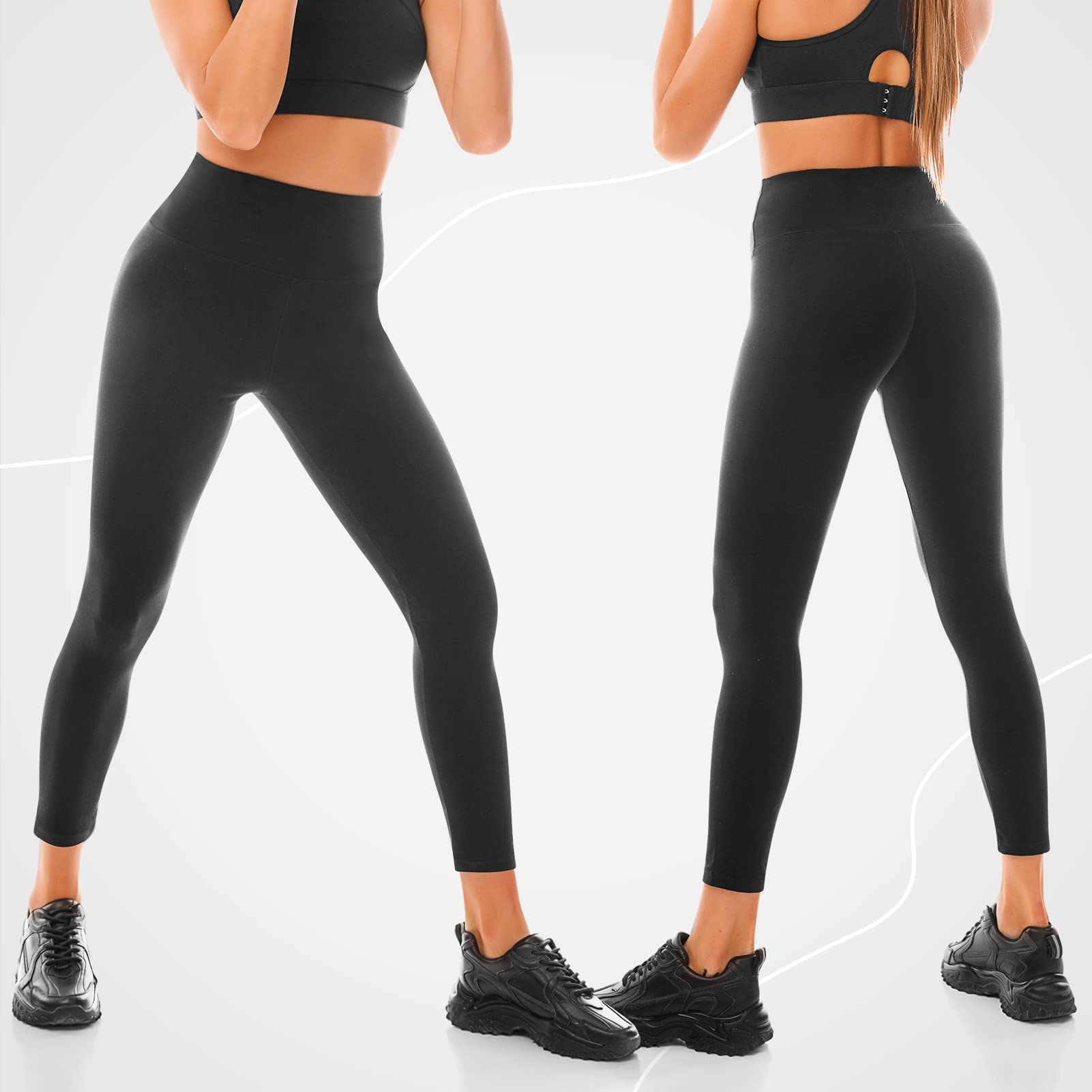 Walifrey Women's High Waist Yoga Pants - Opaque Black Workout Leggings for Gym, Running & Sports - Comfortable Stretchy Tights for Fitness & Daily Wear