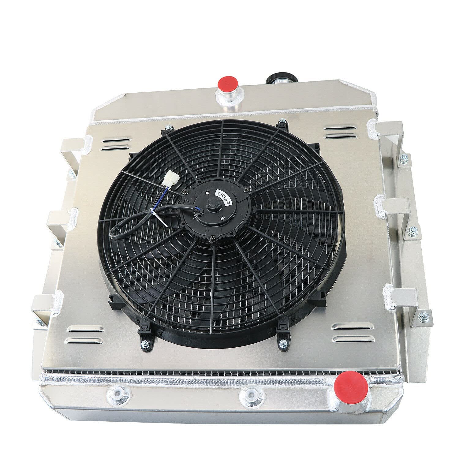 High-Performance 3 Row Aluminum Radiator for 1955-1959 Chevy GMC Pickup Truck 3400 3600 3800 Models - V8 Engine Cooling System with Fan Shroud & Relay - Perfect for Restoration Projects & Hot Rod Upgrades