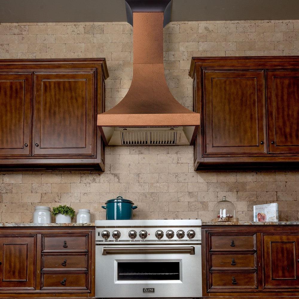 ZLINE Designer Series Hand Hammered Copper Finish Wall Range Hood (8632H) - Premium Kitchen Ventilation for Modern Homes, Perfect Over Stove, Island or Cooktop