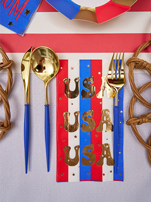 Modern Patriotic Table Decor for 4th of July - Red White & Blue Party Supplies for Outdoor BBQ, Picnic & Independence Day Celebrations