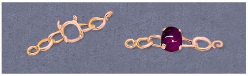 Solid Sterling Silver or 14kt Gold Chain Bracelet Link for 7x5mm & 10x8mm Oval Cabochon Stones - DIY Jewelry Making Kit - Custom Handmade Bezel Setting - Perfect for Birthstone, Gemstone & Crystal Bracelets - Gift for Her, Wedding, Anniversary & Special Occasions