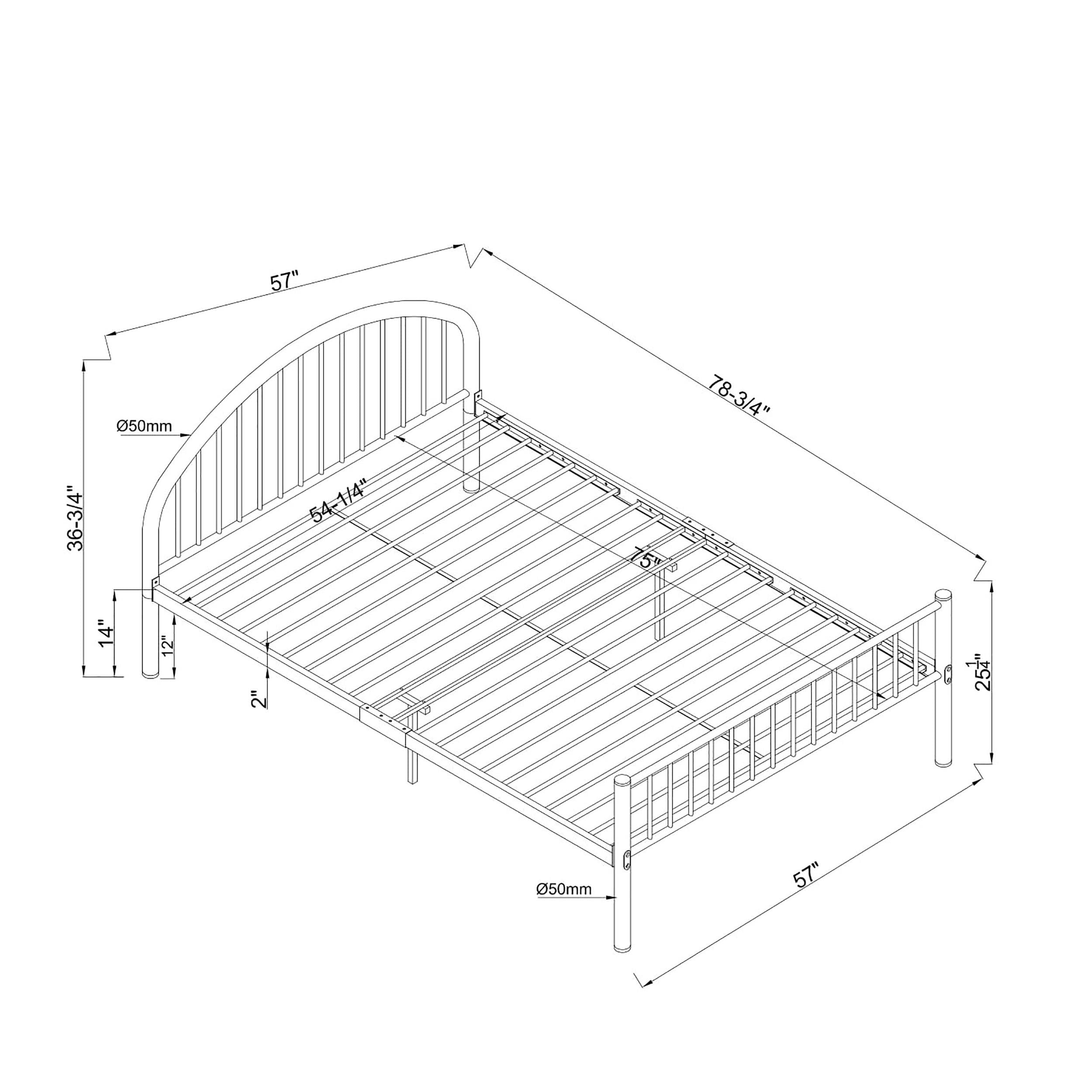 Furniture of America Capelli Contemporary Metal Slat Full Panel Bed in Orange - Modern Platform Bed Frame for Bedroom, Guest Room, or Dorm
