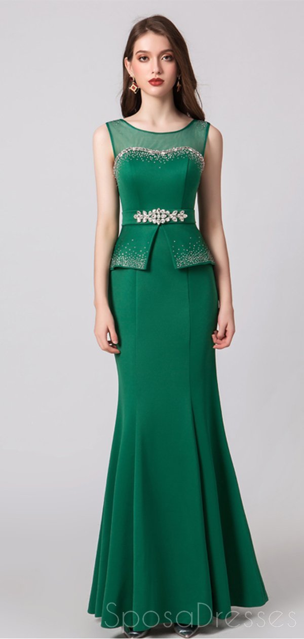 Elegant Scoop Neck Emerald Green Mermaid Evening Prom Dress for Women - Perfect for Formal Parties, Homecoming, and Special Occasions