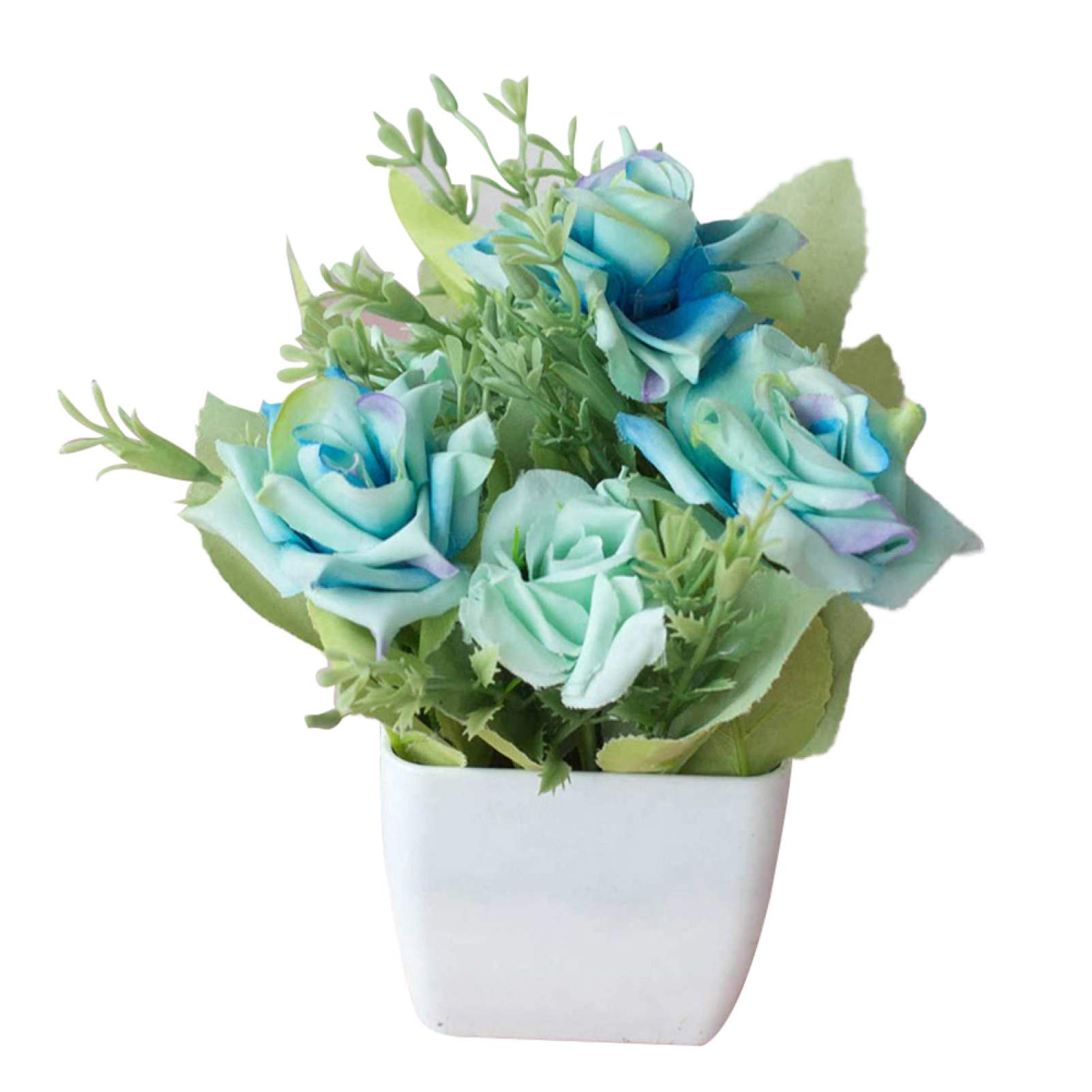 Blue Artificial Flower Pot Bonsai - Wedding Bridal Party Home Decor for Table Centerpieces, Stage Arrangements & Indoor Decoration