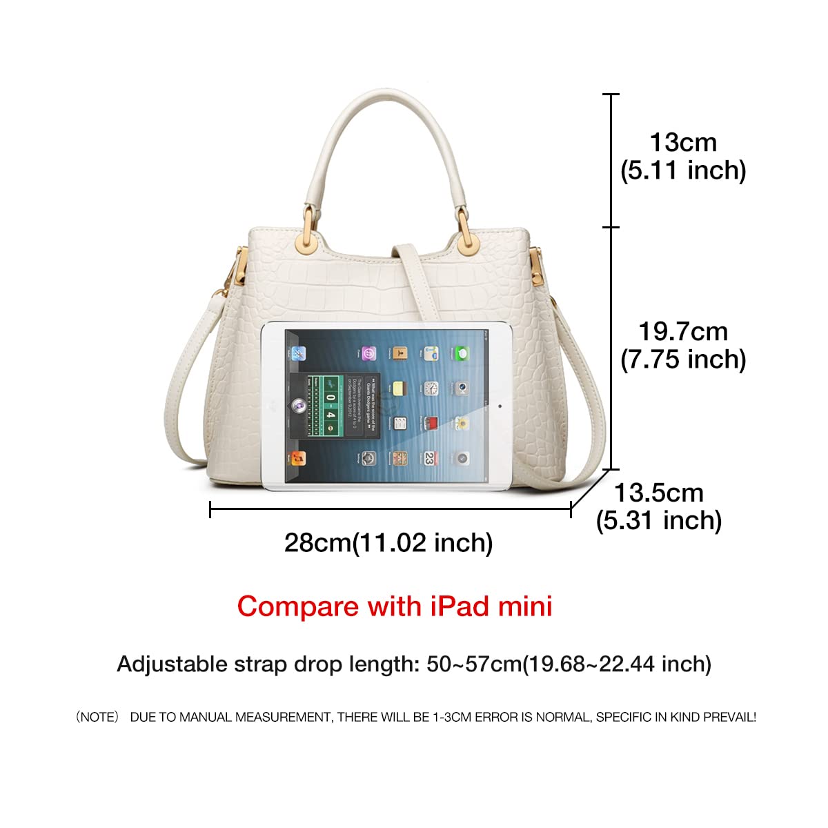 FOXLOVER Women's Genuine Cowhide Leather Satchel Handbag - Croc Grain Top Handle Purse with Adjustable Crossbody Shoulder Strap - Perfect for Work, Travel & Everyday Use