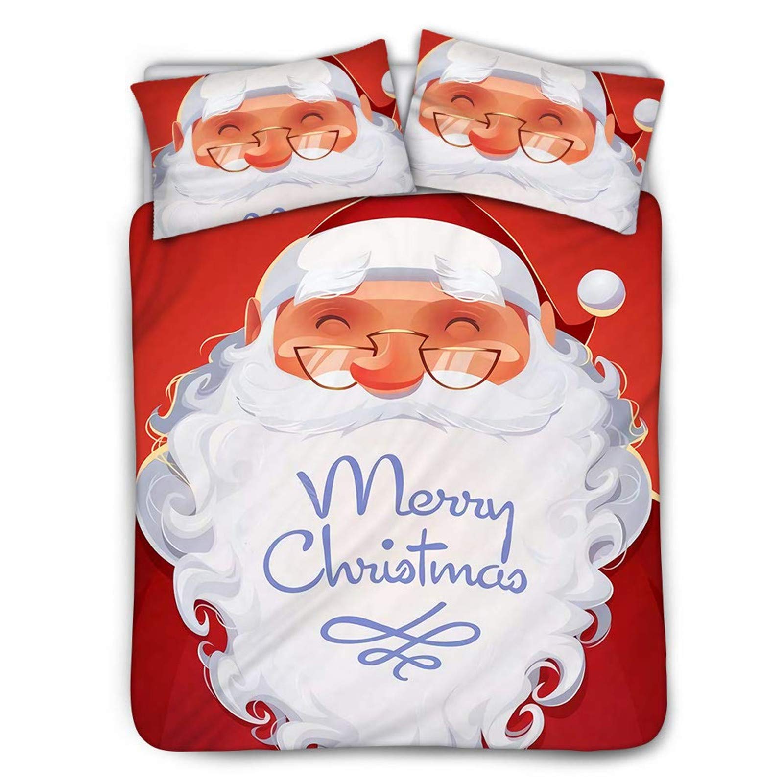 Merry Christmas Santa Claus Bedding Cover Set for Kids & Girls - Soft Duvet Protector, King Size Beige | Holiday Gift & Cozy Bedroom Decor