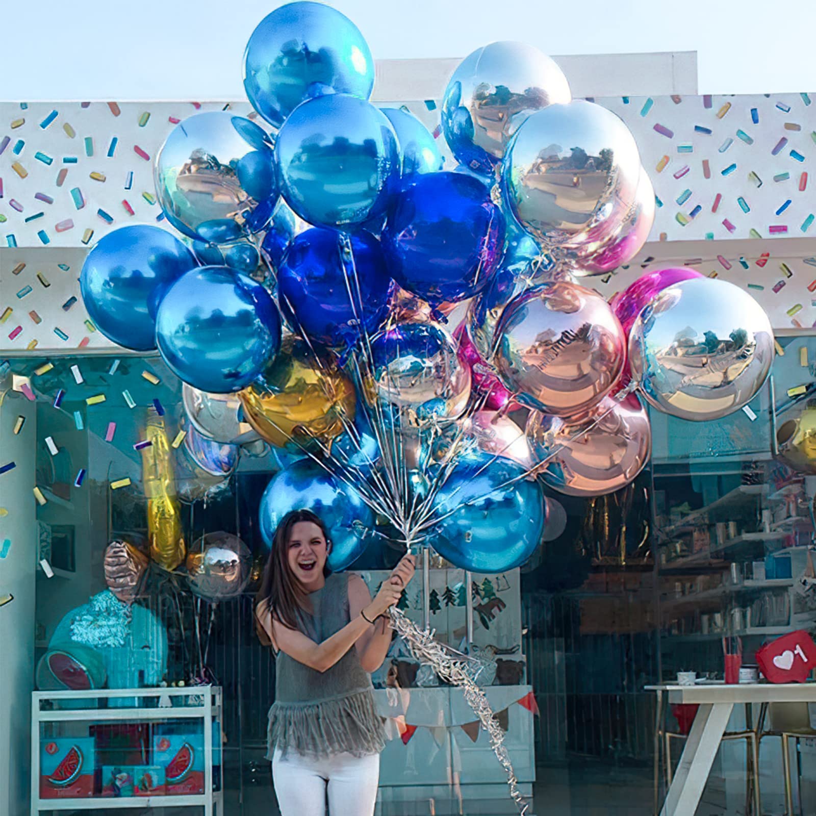 PartyWoo 6-Pack Blue Foil Balloons - 22 Inch Giant 4D Mylar Balloons with Ribbon for Birthday, Wedding & Party Decorations | Perfect for Baby Showers, Graduations & Anniversary Celebrations