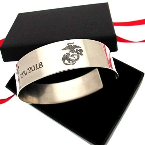 Custom Sterling Silver Military Pilot Cuff Bracelet - Personalized USAF Air Force Gift for Men, Deployment & KIA Memorial - Perfect for Veterans, Airmen & Fighter Jet Enthusiasts | Ideal for Military Appreciation, Memorial Services & Special Occasions