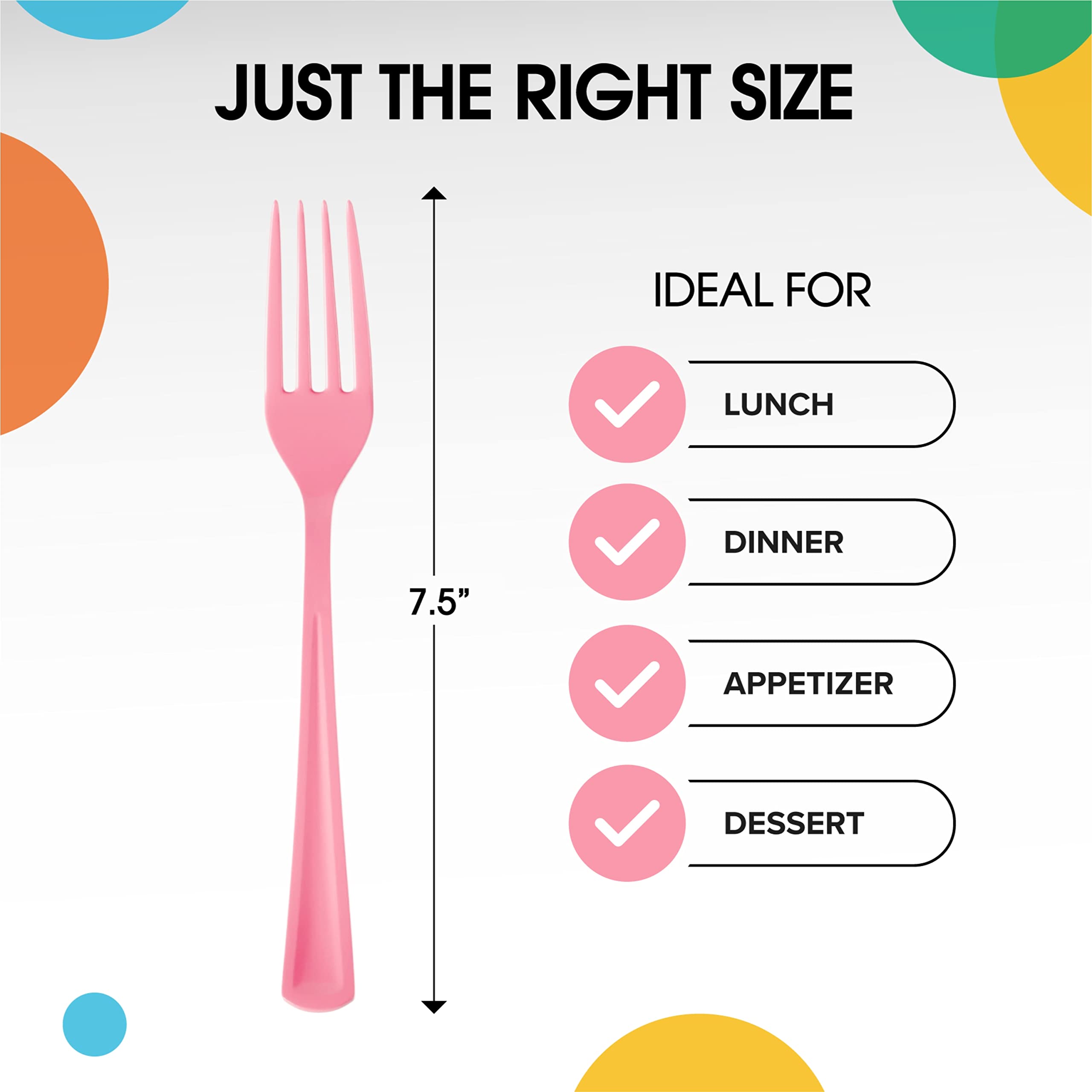 100-Pack Heavy Duty Pink Plastic Forks - Disposable Cutlery Set for Parties, Picnics, BBQs & Events - Durable Flatware for Outdoor Dining, Catering & Home Use