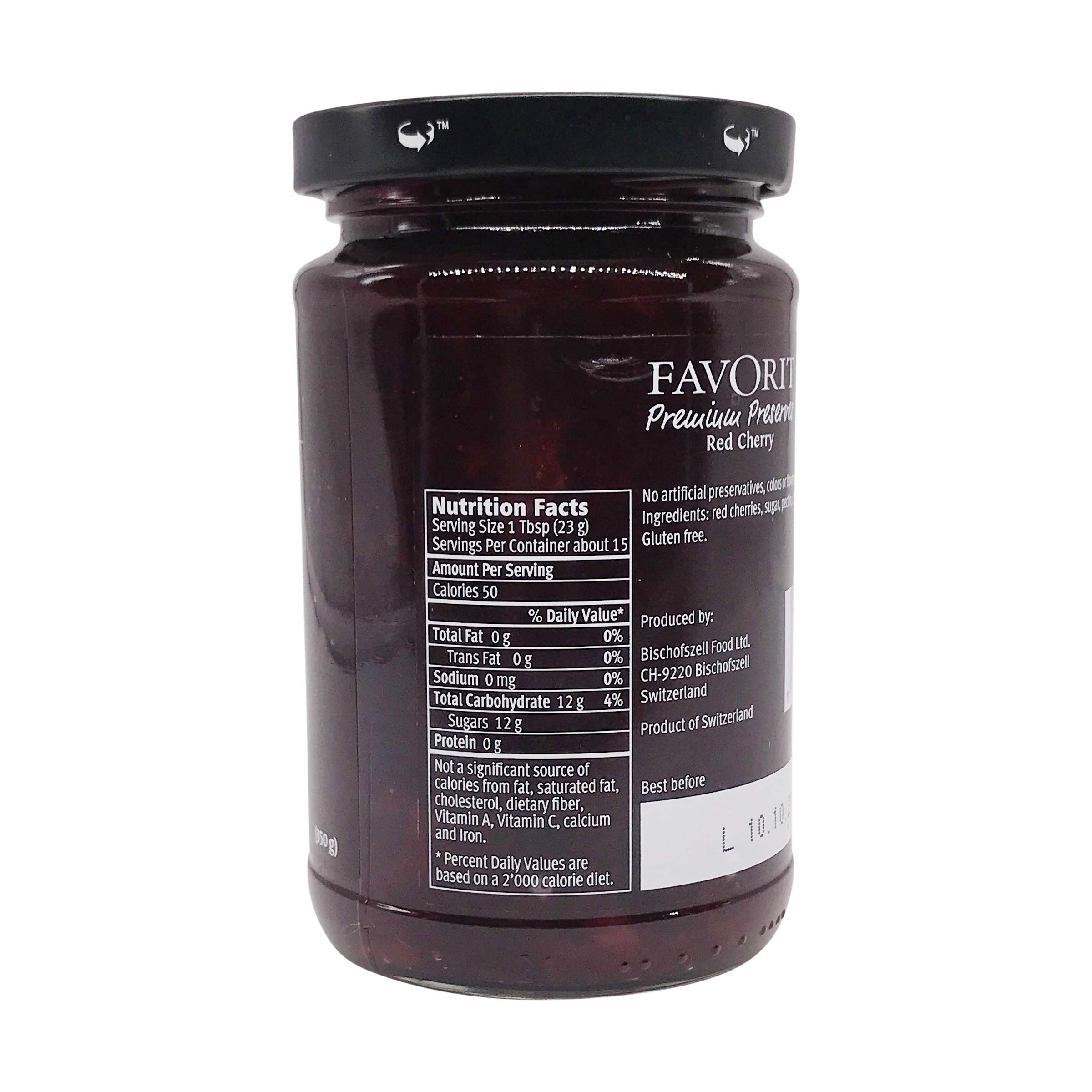 Premium Favorit Preserve Red Cherry Jam - 12.3 oz Jar | Sweet Fruit Spread for Toast, Pancakes & Desserts | All-Natural Ingredients | Perfect for Breakfast & Baking