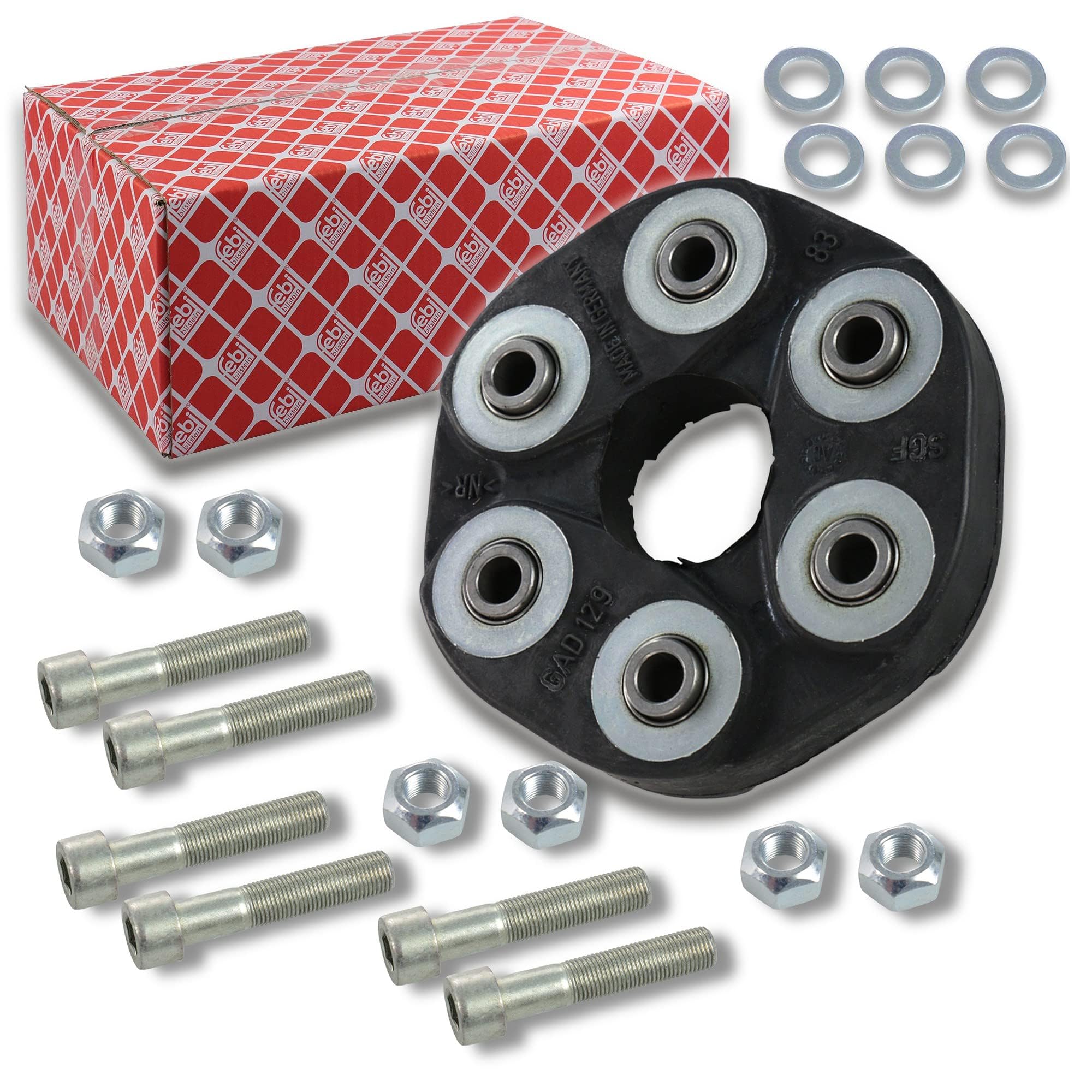 Febi Bilstein 03909 Flexible Coupling Kit - Universal Propshaft Repair Kit (1-Pack) - Perfect for Driveshaft Vibration Fix & Automotive Maintenance