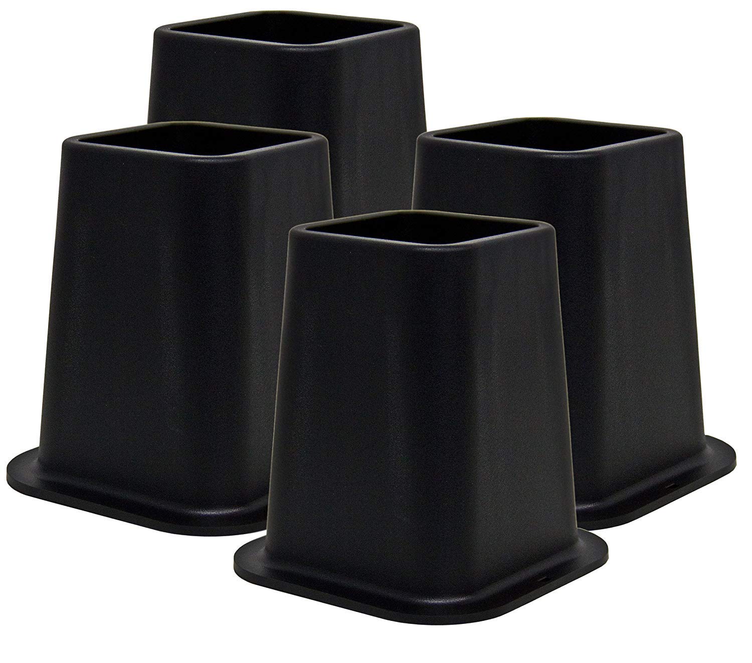 Tcatec 6 Inch Heavy Duty Square Bed Risers - Sturdy Furniture Lifts for Chairs, Couches, Beds & Tables - 4 Pack Black - Perfect for Dorm Rooms, Home Decor & Space Saving Storage