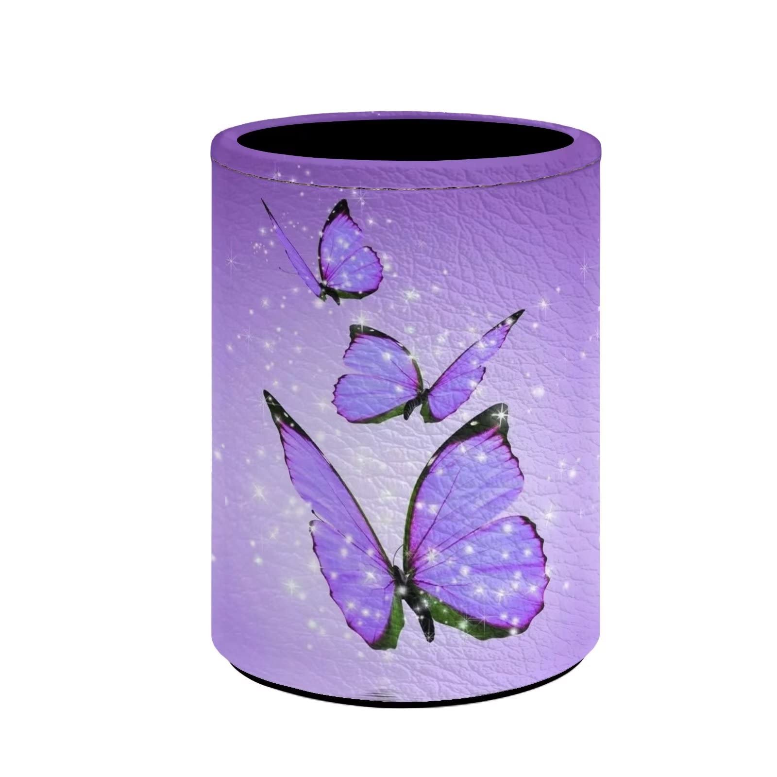 Cute Purple Butterfly Pen Holder & Pencil Cup - Desk Organizer for Women, Girls, School, Office & Home - Perfect Stationery Stand for Writing, Studying & Workspace Decoration