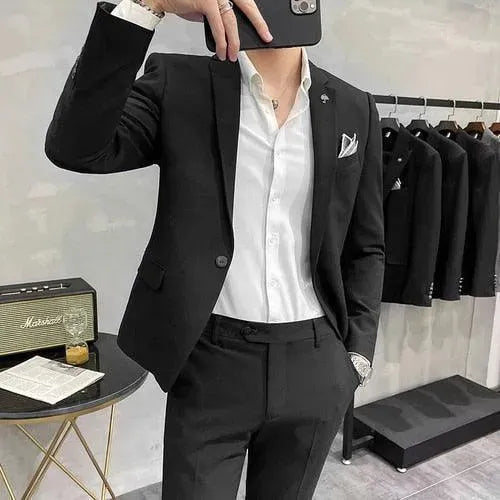 Premium Jorge Two Piece Business Suit for Men - Slim Fit Professional Office Wear - Perfect for Job Interviews, Business Meetings & Formal Events