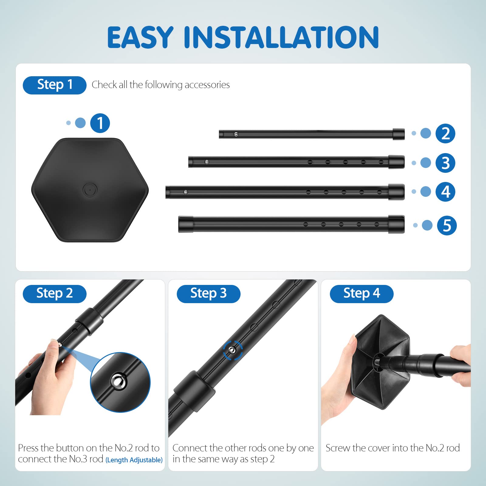 Rhino Valley Golf Travel Bag Support Rod - Adjustable Aluminum Alloy Golf Club Protector with Anti-Impact Cover | Durable Golf Bag Accessory for Travel & Storage | Perfect for Airplane Transport & Course Protection