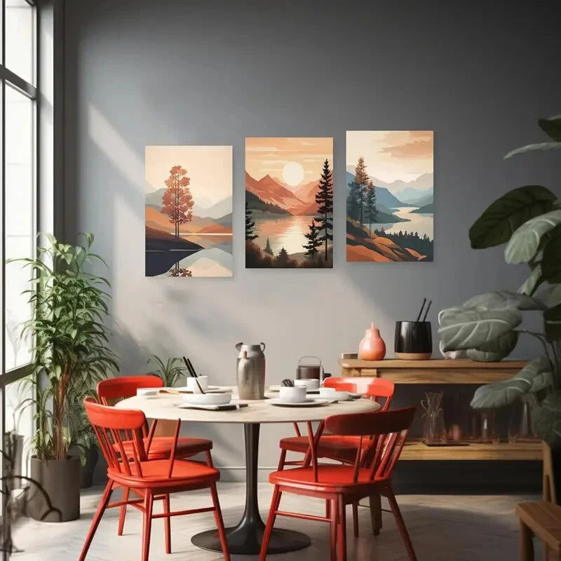 3-Piece Minimalist Bohemian Metal Wall Art Prints - Ready to Hang Modern Home Decor for Living Room, Bedroom & Office