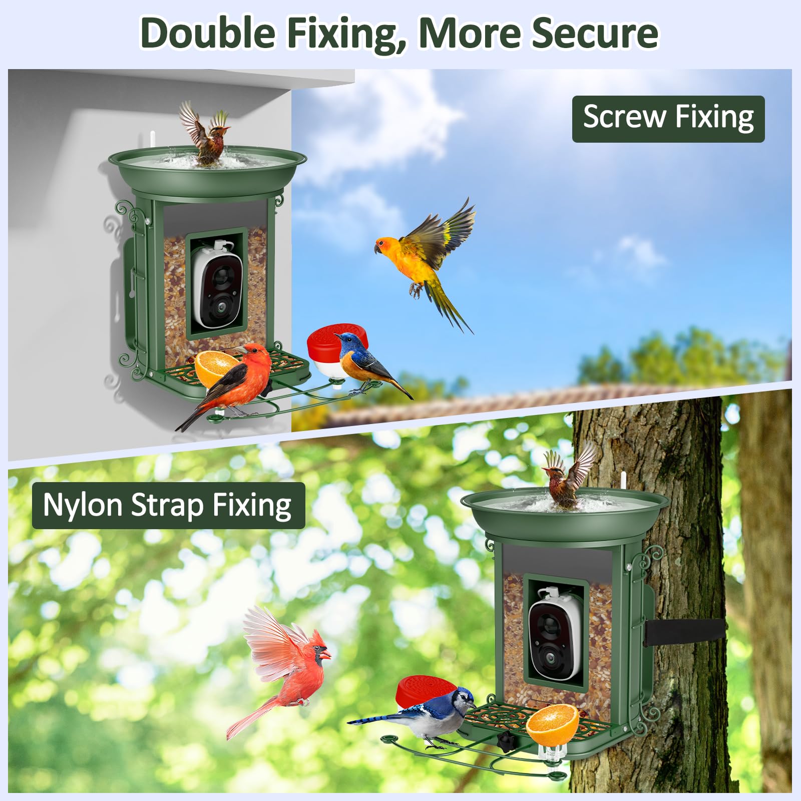 Smart Bird Feeder with 2K HD Camera - AI-Powered Bird Identification for 11,000+ Species | Live Video Streaming & Outdoor Wildlife Watching | Perfect Gift for Bird Lovers & Nature Enthusiasts (Use in Backyards, Gardens & Nature Exploration)