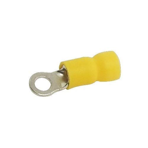 10060 Vinyl Insulated Yellow Ring Terminals - 12-10 AWG Wire Size, #6 Stud Size (500-Pack) - Perfect for Automotive, Marine & Electrical Wiring Applications