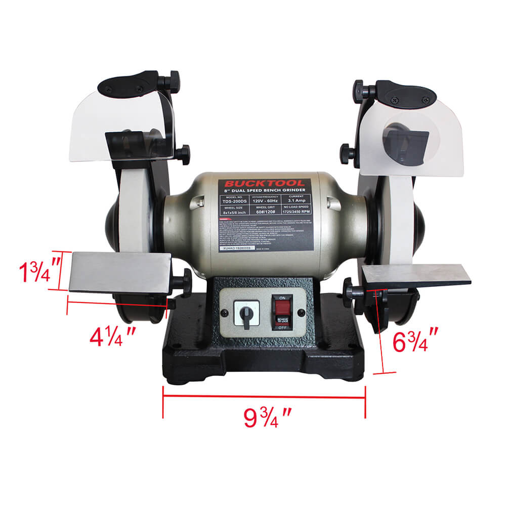 8-Inch Dual Speed Bench Grinder TDS-200DS - Heavy Duty Metal Polishing & Sharpening Tool for DIY & Professional Workshops