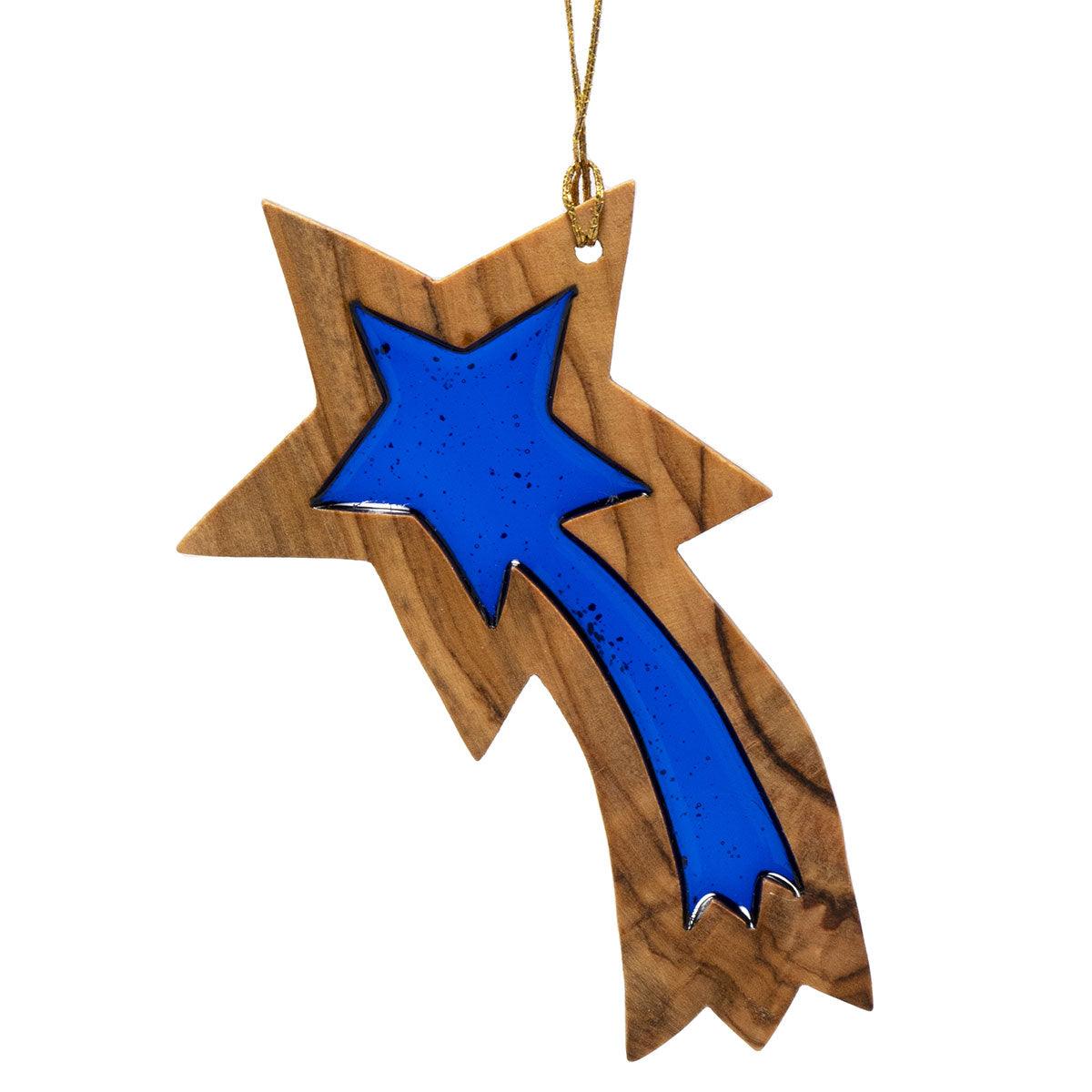 Handmade Olive Wood Christmas Ornament - Star of Bethlehem Nativity Scene Decoration for Tree, Gift & Holiday Home Decor