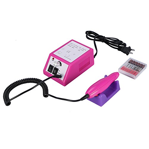 Professional Electric Nail Drill Machine Kit - 8 Attachments for Manicure & Pedicure, Portable Nail Polish File & Sanding Tool (Rose Red) - Perfect for Home Salon, Nail Art & DIY Beauty Care