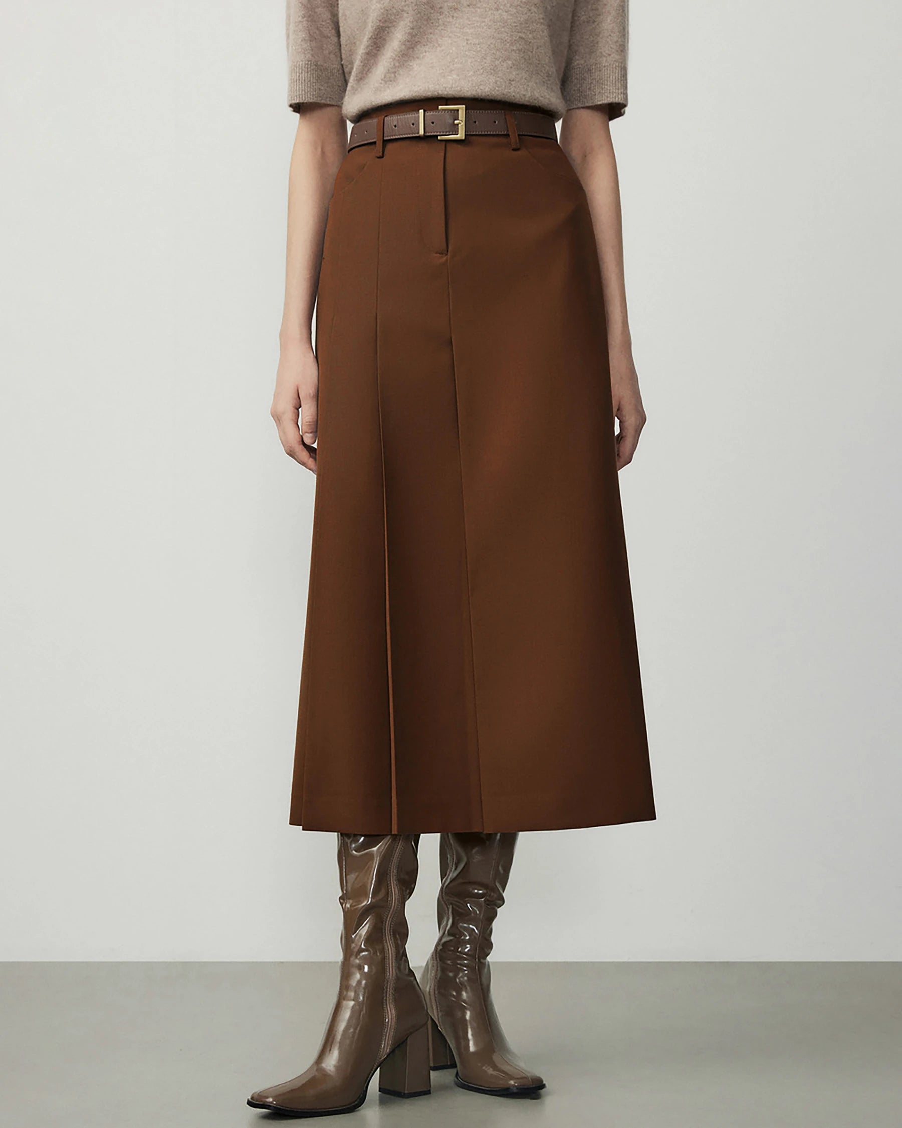 Elegant A-Line Wool Midi Skirt for Women | Winter Fashion Staple | Perfect for Office, Parties & Date Nights