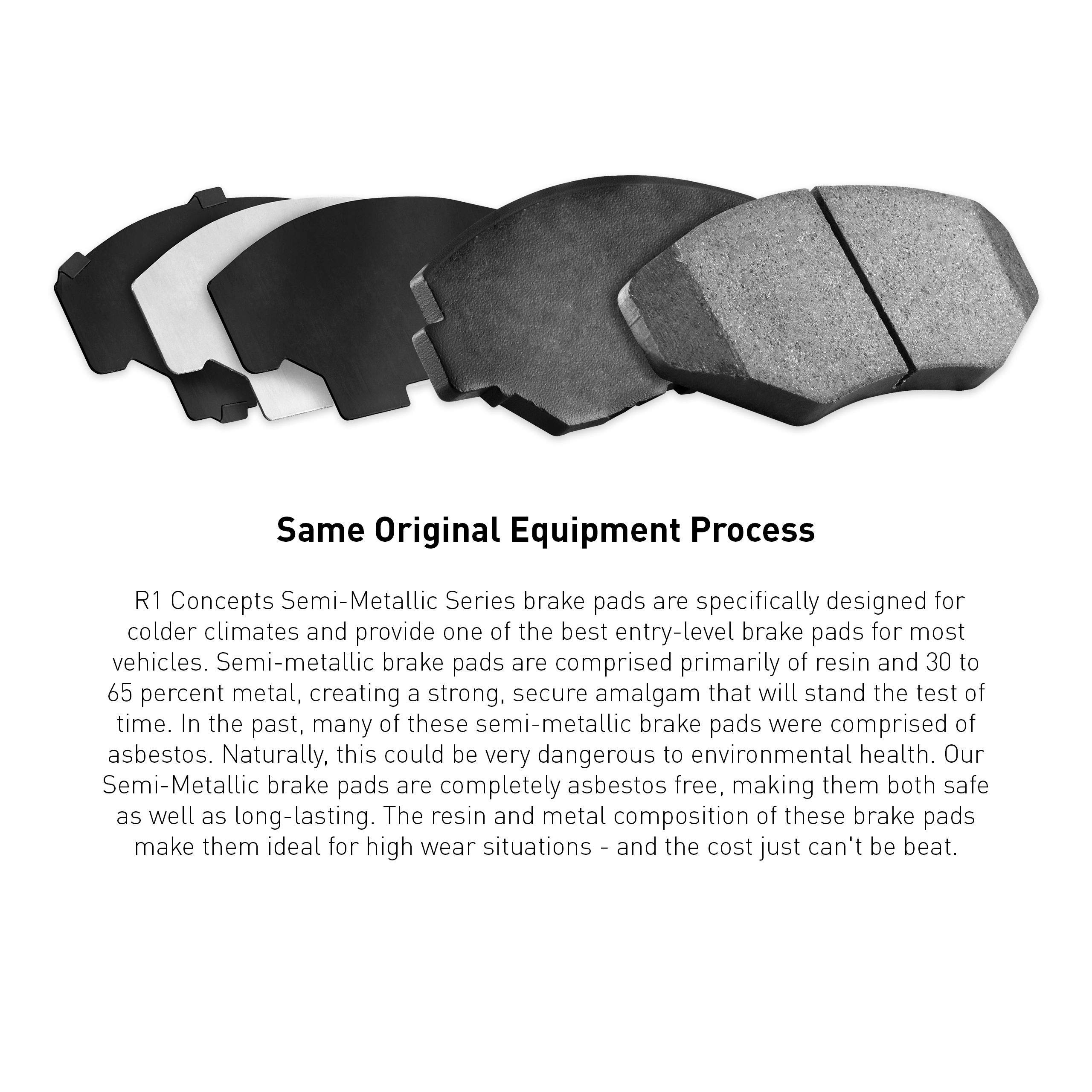 R1 Concepts Front Semi-Metallic Brake Pads 2311-0822-00 - Compatible with 2000-2009 Toyota Celica, MR2 Spyder, Echo, Prius & 2004-2006 Scion xA - High Performance Braking for City Driving & Daily Commutes
