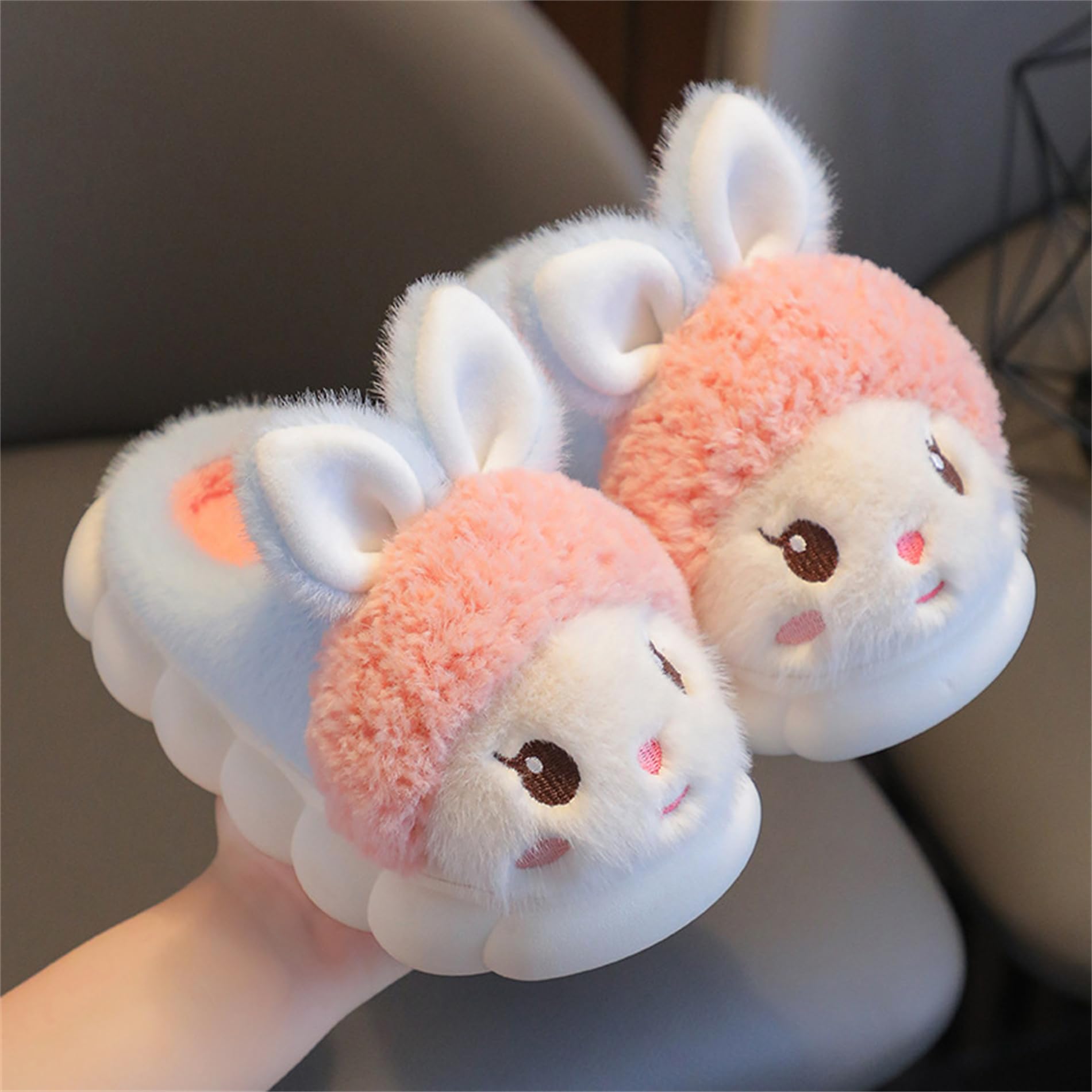 Women's Cute Rabbit Animal Slippers - Soft Warm Winter Plush Cotton House Shoes for Cozy Home & Indoor Use - Perfect Gift for Her