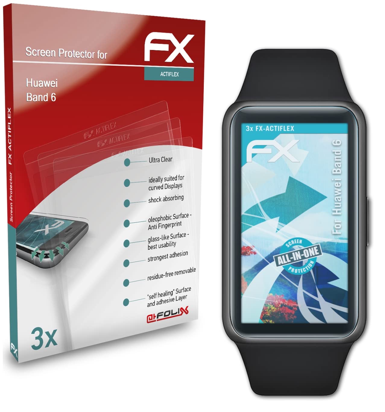 Huawei Band 6 Screen Protector - 3 Pack Ultra Clear Flexible FX Film | Scratch Resistant & Bubble Free | Perfect for Workouts, Swimming & Daily Wear
