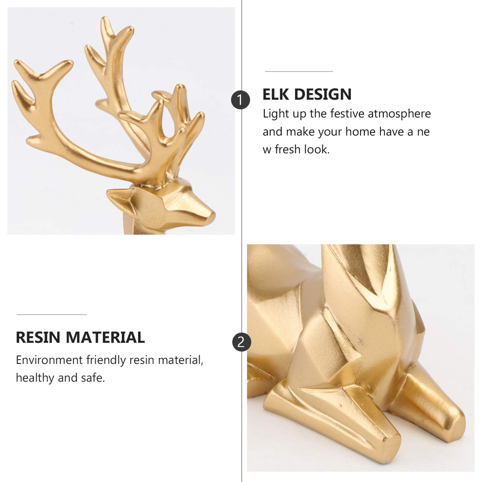 Amosfun Nordic Style Resin Christmas Reindeer Figurine - Handcrafted Elk Statue for Home Decor, Bookshelf, Bedroom & Tabletop Display | Perfect for Holiday Gift, Winter Wonderland Theme & Christmas Party Decoration