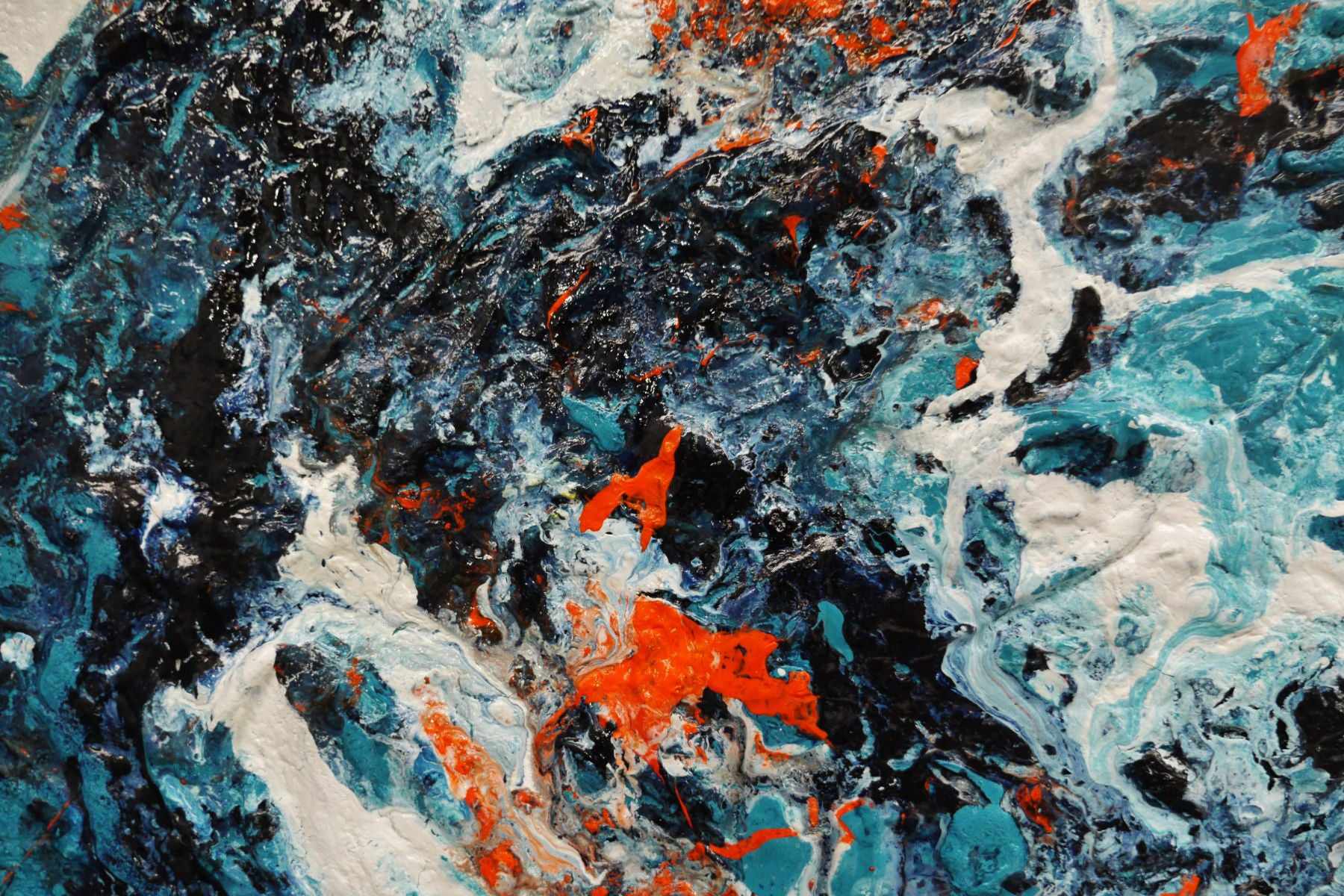 Jungle Rush 190cm x 100cm Blue Orange Textured Abstract Canvas Art - Modern Wall Decor for Living Room, Bedroom & Office