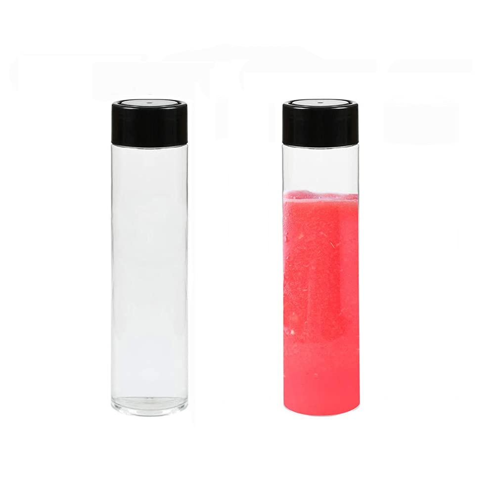 Vipolish 2-Pack 12oz (350ml) Clear Plastic Juice Bottles with Black Lids - Empty Smoothie Bottles for Juice, Milk & Homemade Drinks - Perfect for Meal Prep, Healthy Beverages & On-the-Go Hydration
