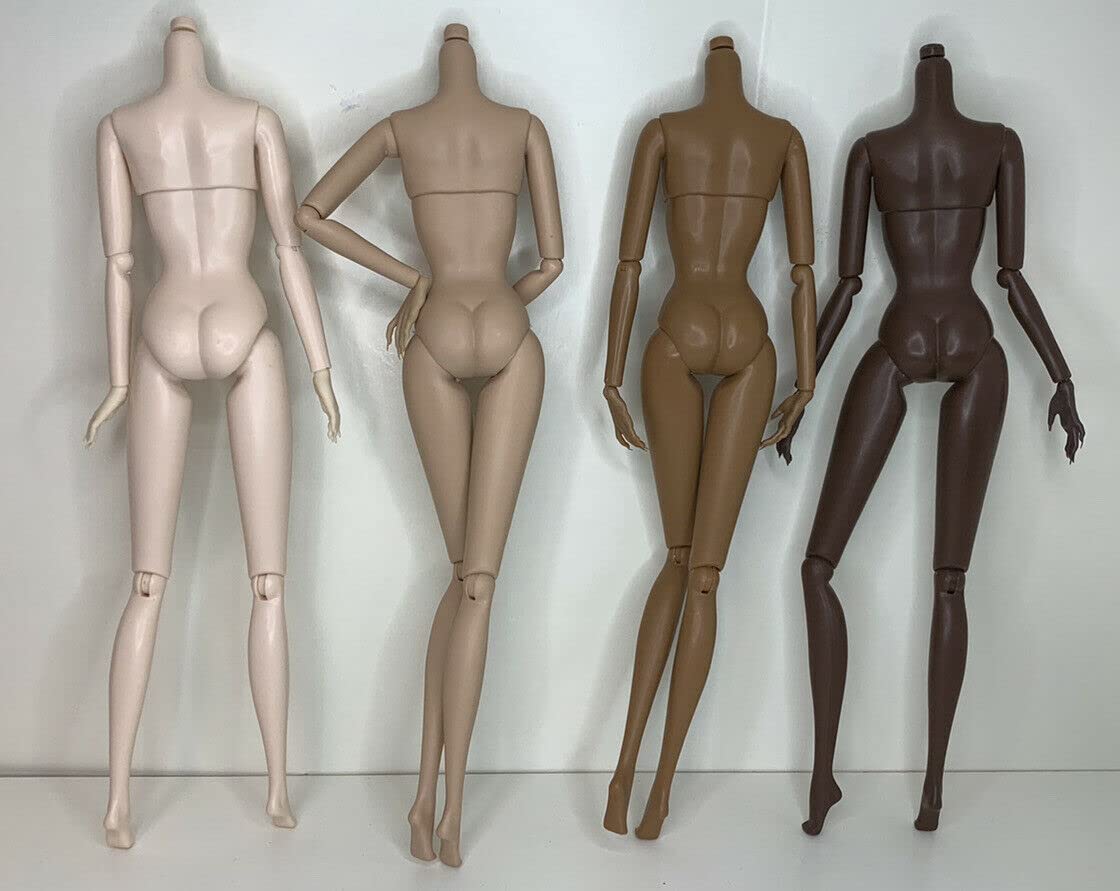 12 Inch DIY OOAK Fashion Doll Bodies - 4 Pack Multiracial Articulated Posable Replacement Dolls for Repair & Customization | Perfect for Collectors, Supermodel Dolls & Craft Projects | Includes 4 Skin Tone Variety Pack by Eledoll