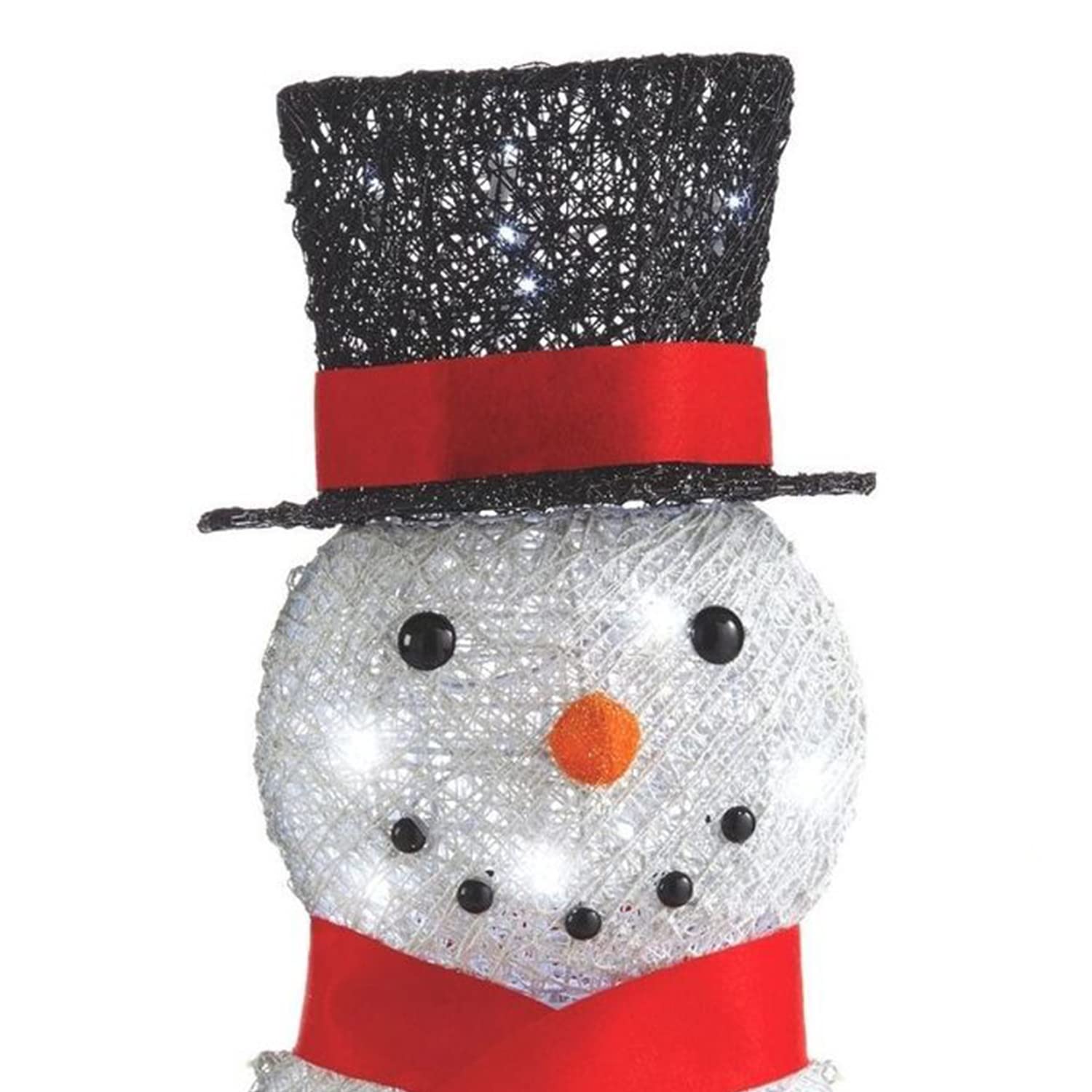 Pre-Lit Metal Snowman Christmas Decoration with LED Lights & Top Hat - Outdoor Holiday Lawn Ornament with Red Scarf - Perfect for Front Yard Decor, Winter Festivals & Christmas Light Displays