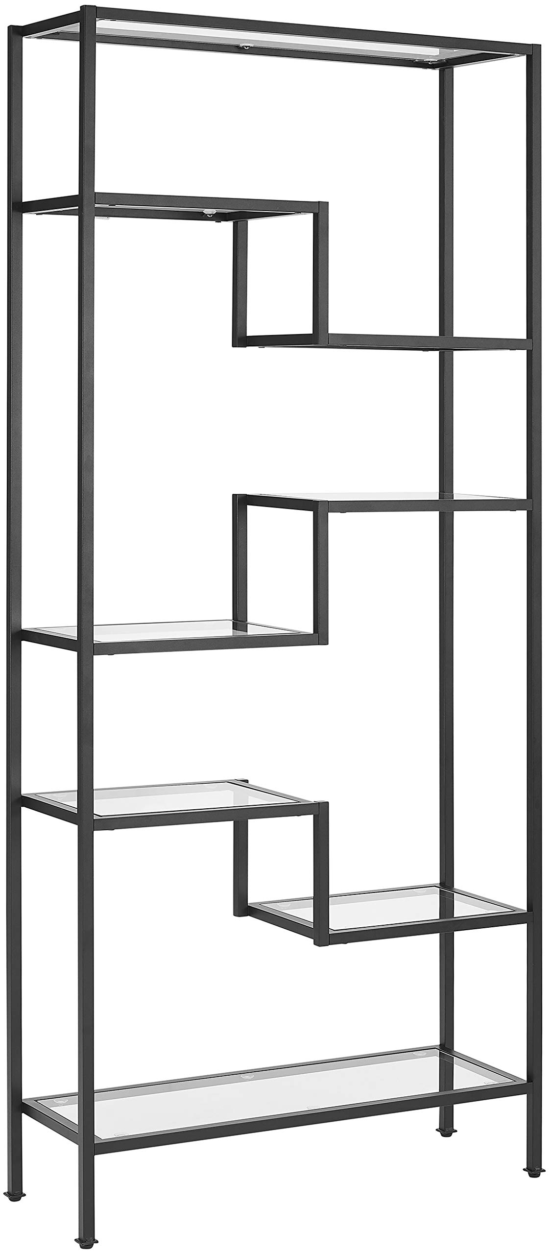 Crosley Furniture Sloane Bookshelf with Glass Shelves - Modern Bookcase Storage Unit in Matte Black for Living Room, Office & Home Decor