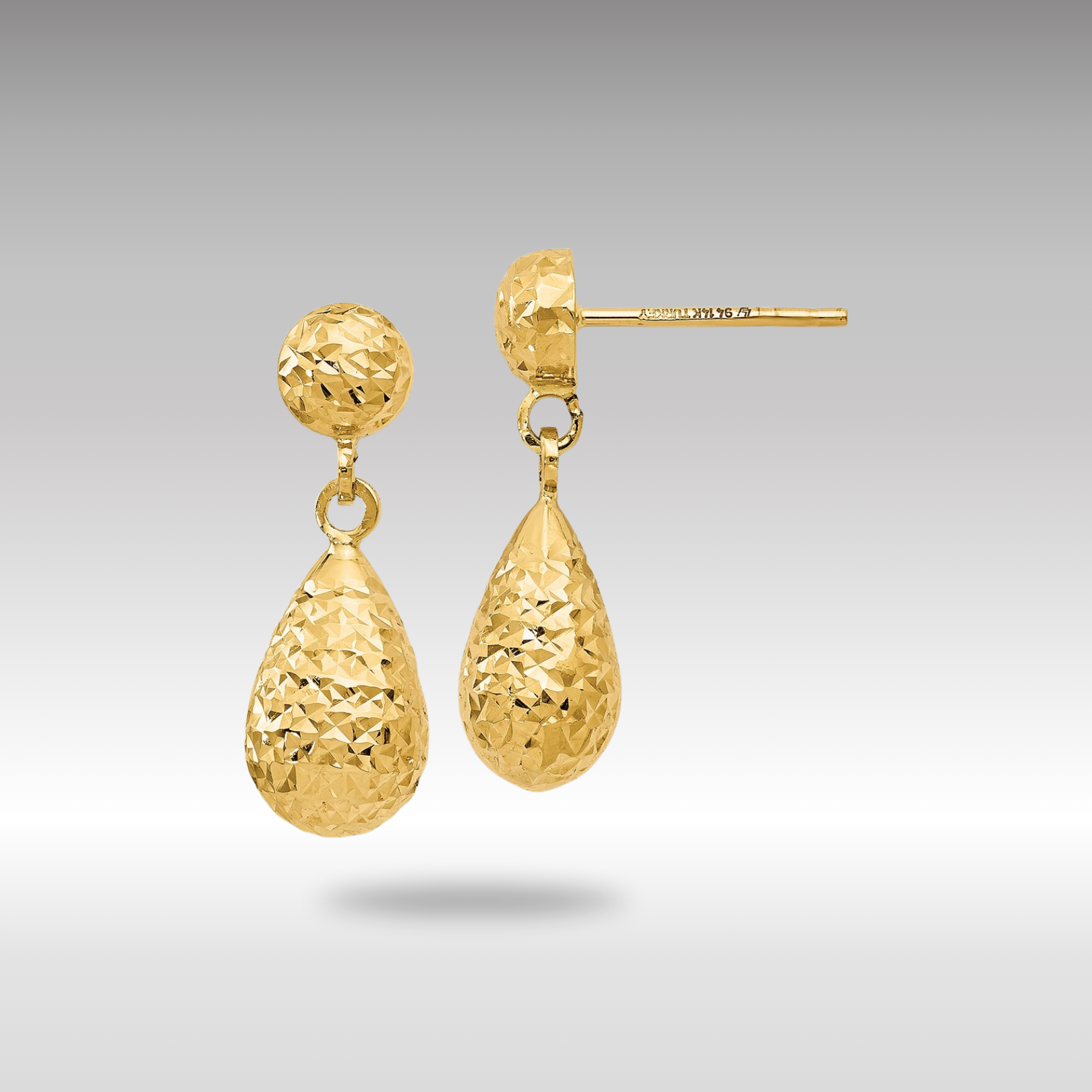 22J Gold Diamond Cut Post Dangle Earrings for Women - Elegant Party & Wedding Jewelry Gift