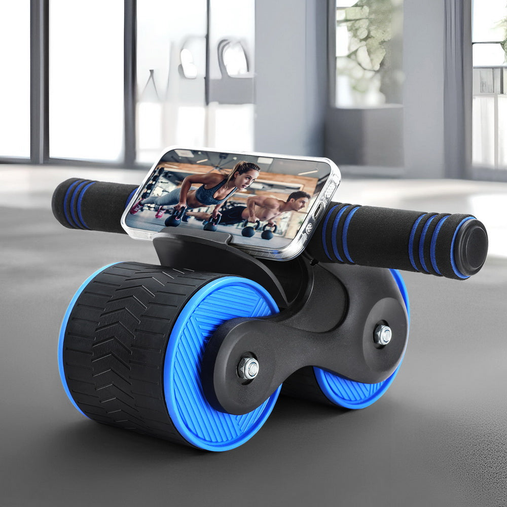 Automatic Ab Roller Wheel with Rebound - Core Workout Equipment for Home Gym - Blue - Perfect for Abs Training & Full Body Exercise