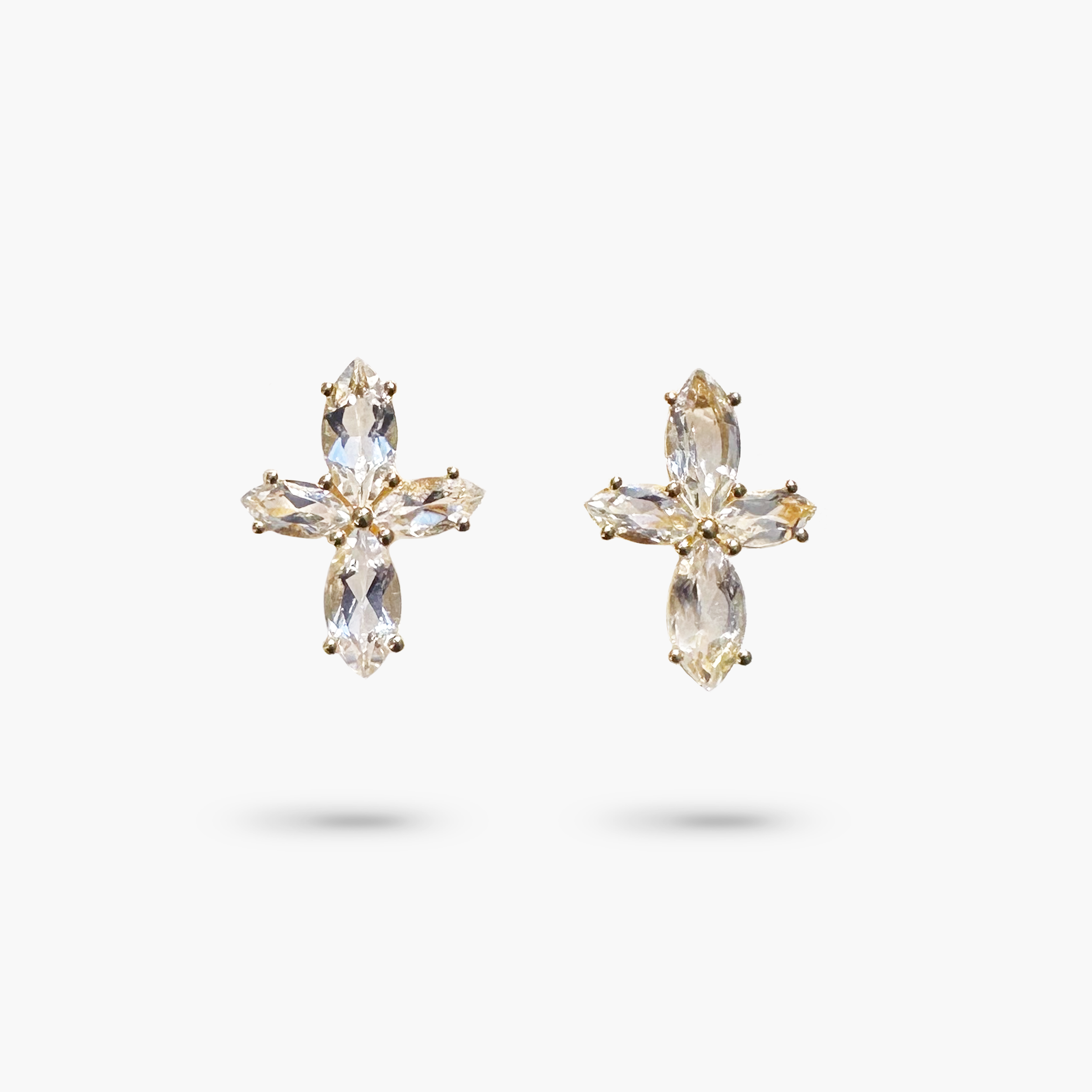 Amare Wear Marquise Flower White Topaz Earring Studs - Elegant Dainty Jewelry for Women, Perfect for Weddings, Parties & Everyday Wear