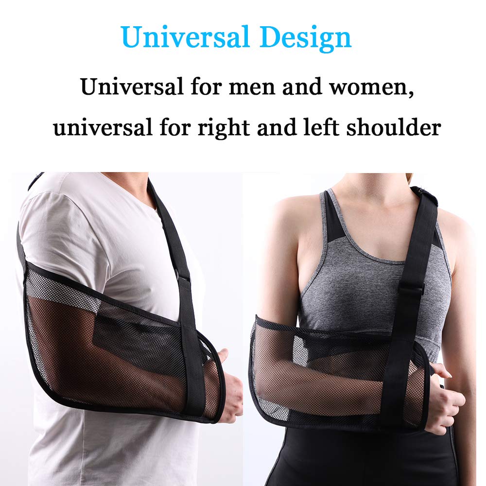Post-Surgery Shoulder Sling for Rotator Cuff Recovery - Adjustable Mesh Arm Support Brace for Men & Women (Black) - Ideal for Showering, Bathing & Daily Mobility After Shoulder Surgery
