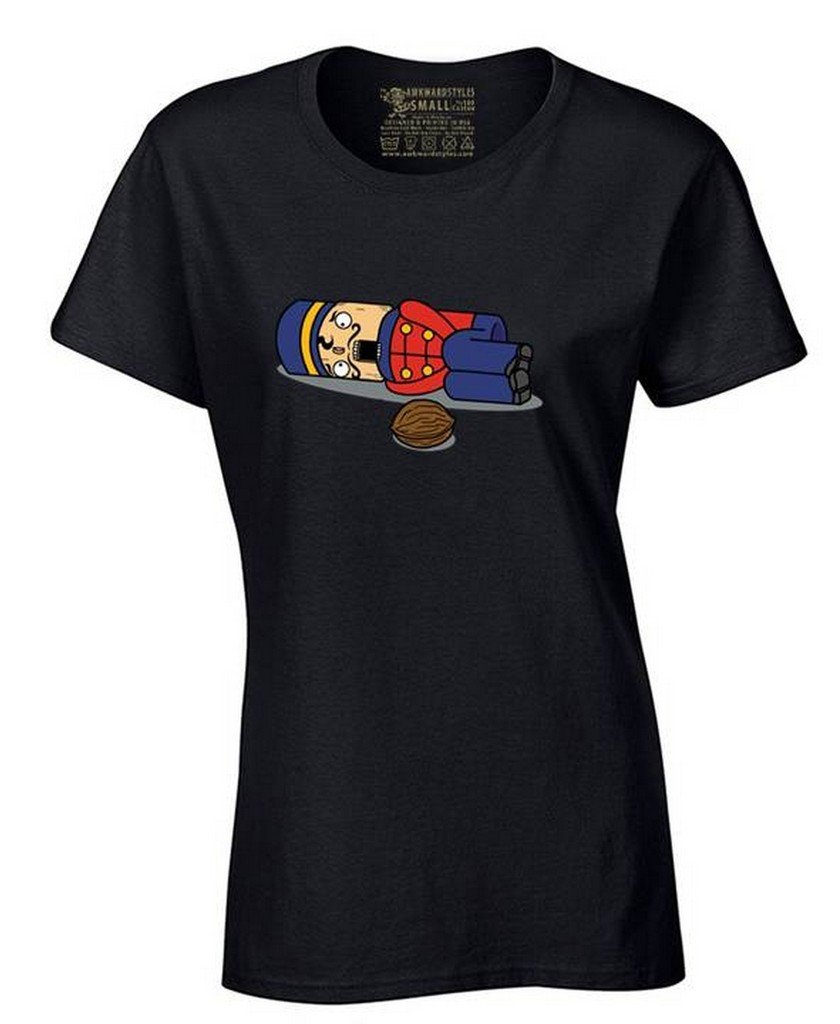 Awkwardstyles Women's Funny Nutcracker Christmas T-Shirt - Festive Holiday Gift Tee for Xmas Parties & Family Gatherings