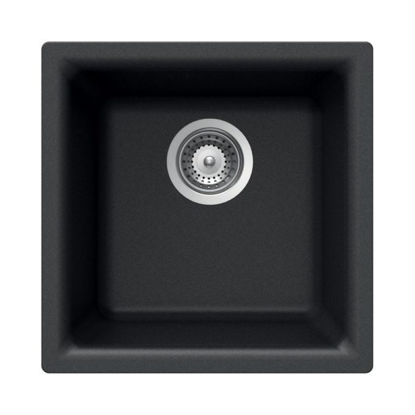 Hamat SIO 1616B BL Granite Composite Dual Mount Bar & Prep Sink - Black - Perfect for Kitchen Islands, Wet Bars, and Commercial Food Prep Areas