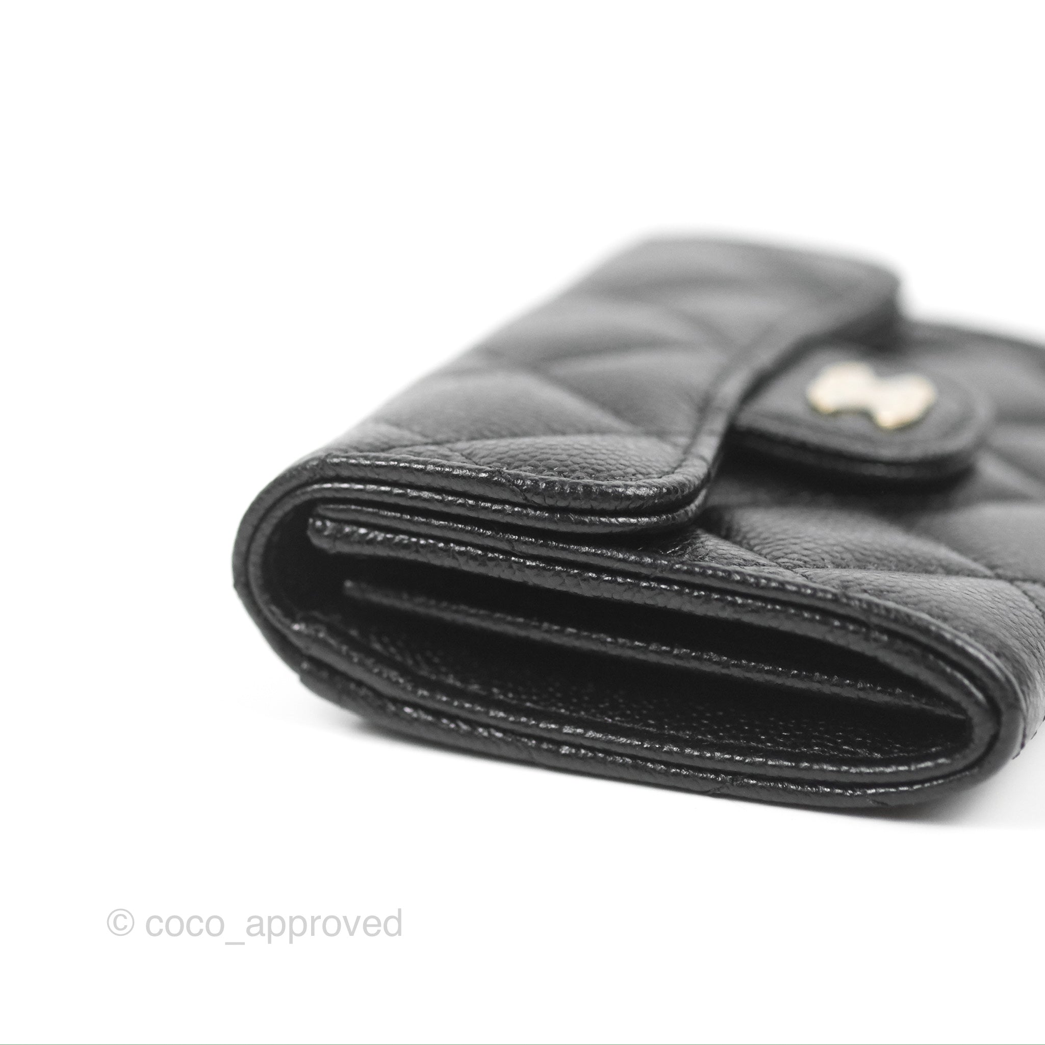 Chanel Classic Flap Coin Purse - Black Caviar Leather with Gold Hardware | Luxury Compact Wallet for Women | Perfect for Everyday Use & Special Occasions