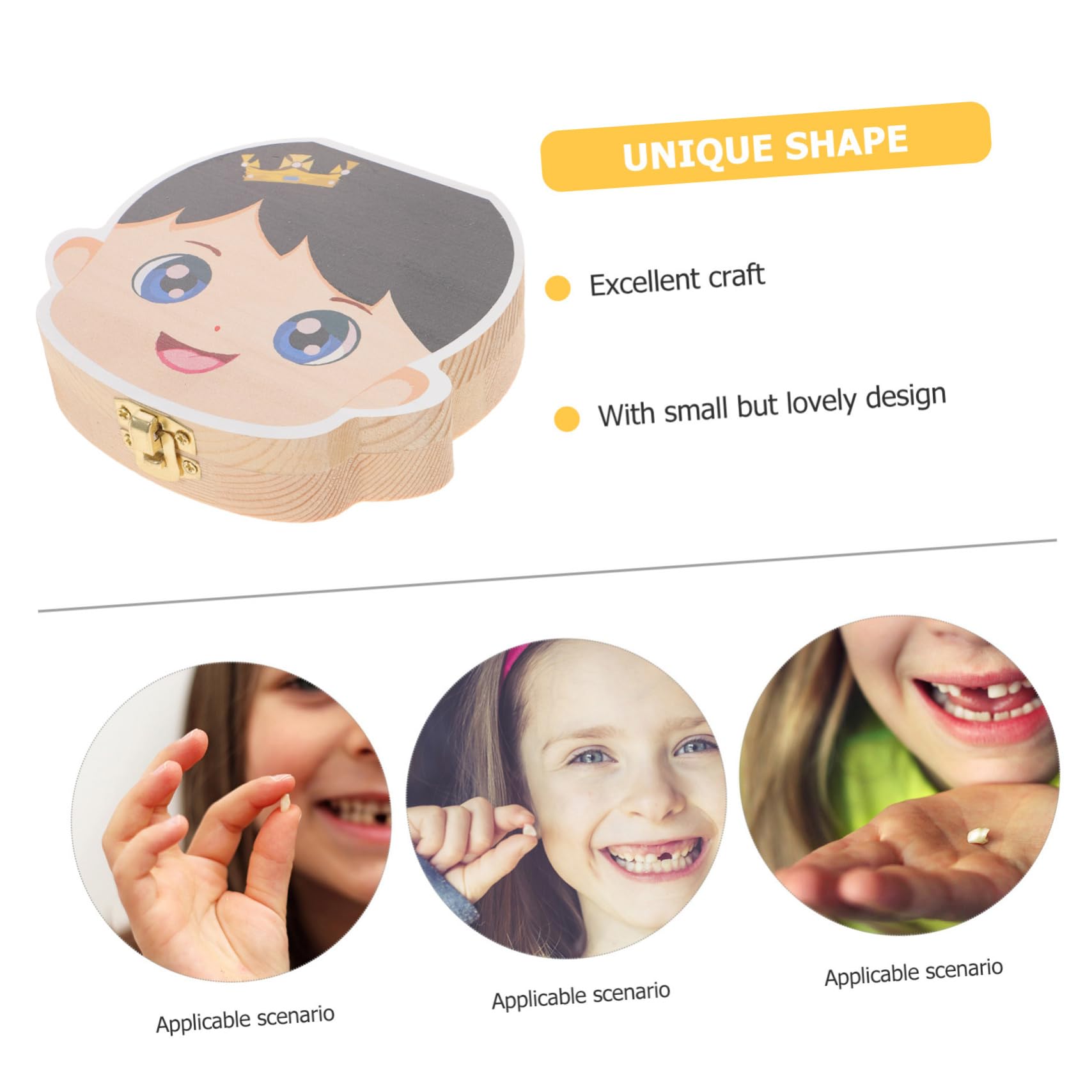 CORHAD Wooden Baby First Tooth Keepsake Box for Boys & Girls - Safe & Adorable Cartoon Tooth Fairy Container - Perfect for Storing Milk Teeth & Creating Magical Memories (Baby Shower Gift, Nursery Decor)