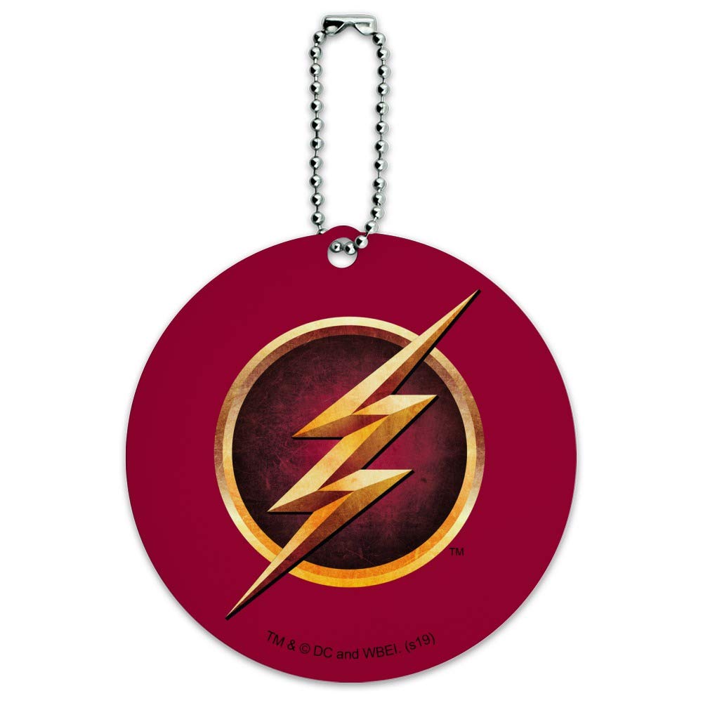 The Flash TV Series Logo Round Luggage ID Tag - Durable Suitcase Name Tag for Carry-On Bags - Perfect for Travel, Business Trips & Conventions (Superhero Fan Gift)