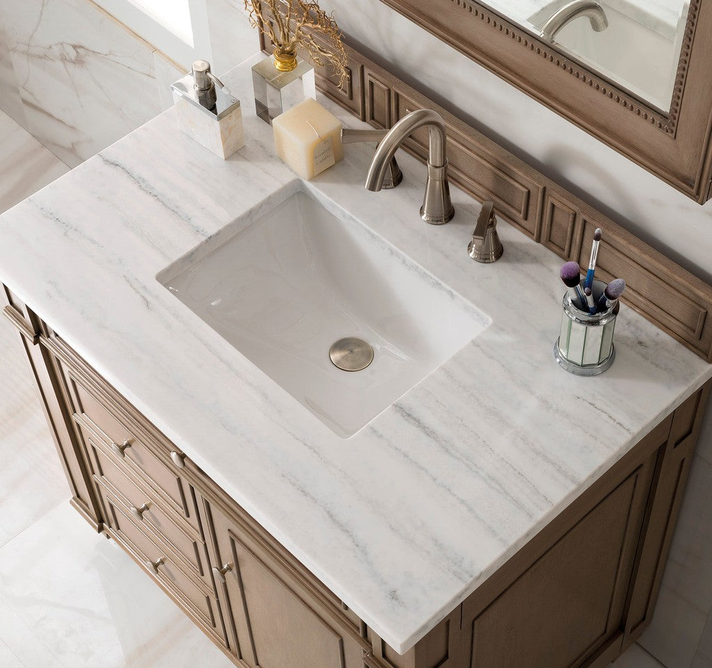 James Martin Vanities Bristol Collection 36 Inch Single Bathroom Vanity in Whitewashed Walnut with Countertop Options - Perfect for Modern Bathroom Renovations and Home Upgrades