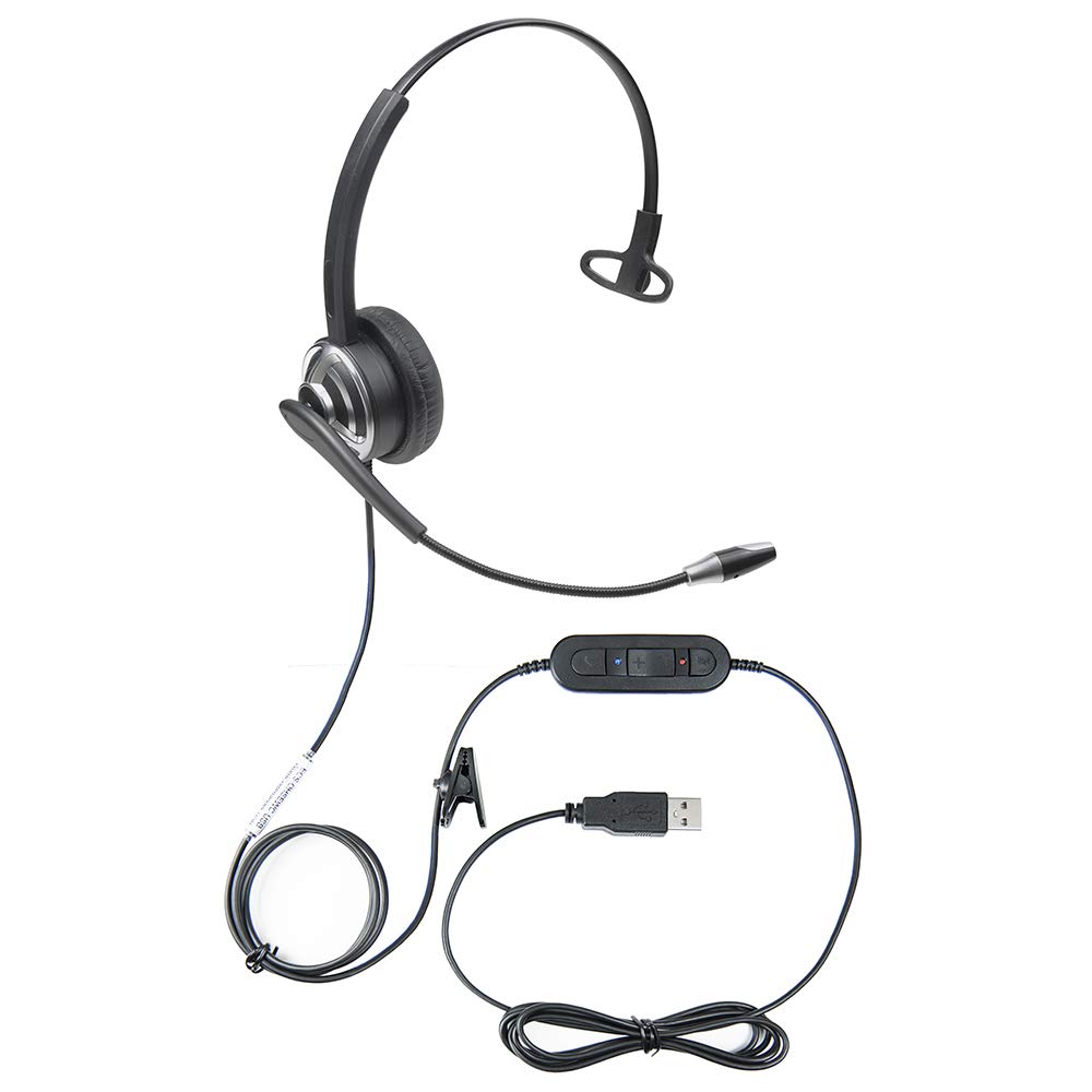 ECS WordCommander USB Voice Recognition Headset - Single Ear with Noise-Cancelling Boom Mic & Premium Sound Card | Pro-Flex Wire for Superior Audio | Ideal for Voice-to-Text, Call Centers, Gaming & Online Meetings | Comfortable Office & Remote Work Headset