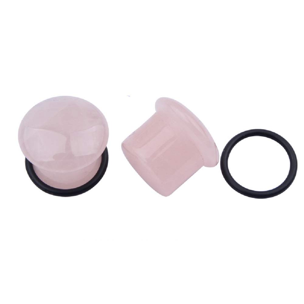Single Flared Rose Quartz Ear Gauges - Natural Stone Plugs & Tunnels for Ear Stretching (4g/5mm) - Perfect for Everyday Wear & Boho Style