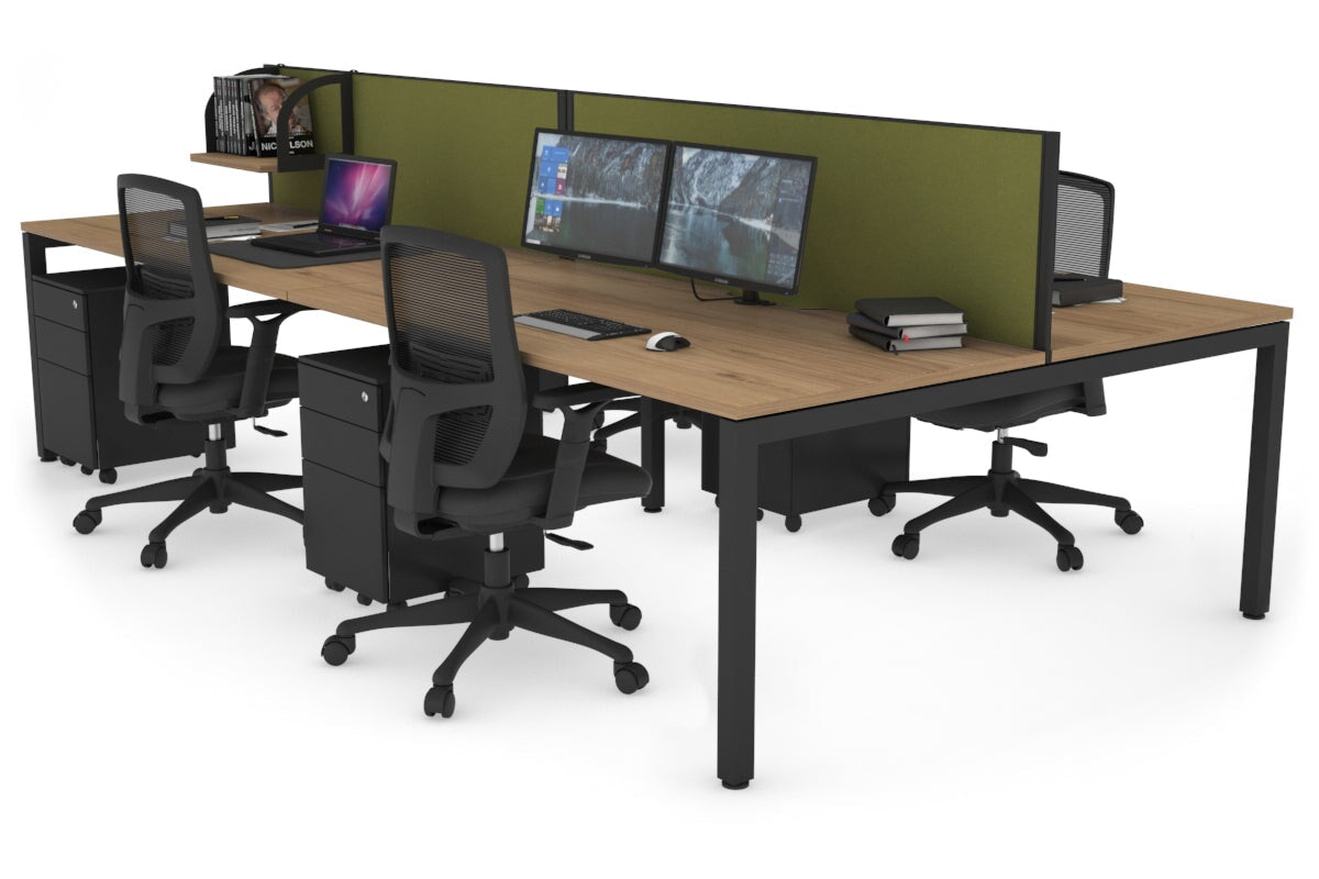 4-Person Office Workstation with Quadro Square Legs - 1800L x 800W Desk with Cable Management Scallop | Perfect for Collaborative Workspaces & Open Office Environments