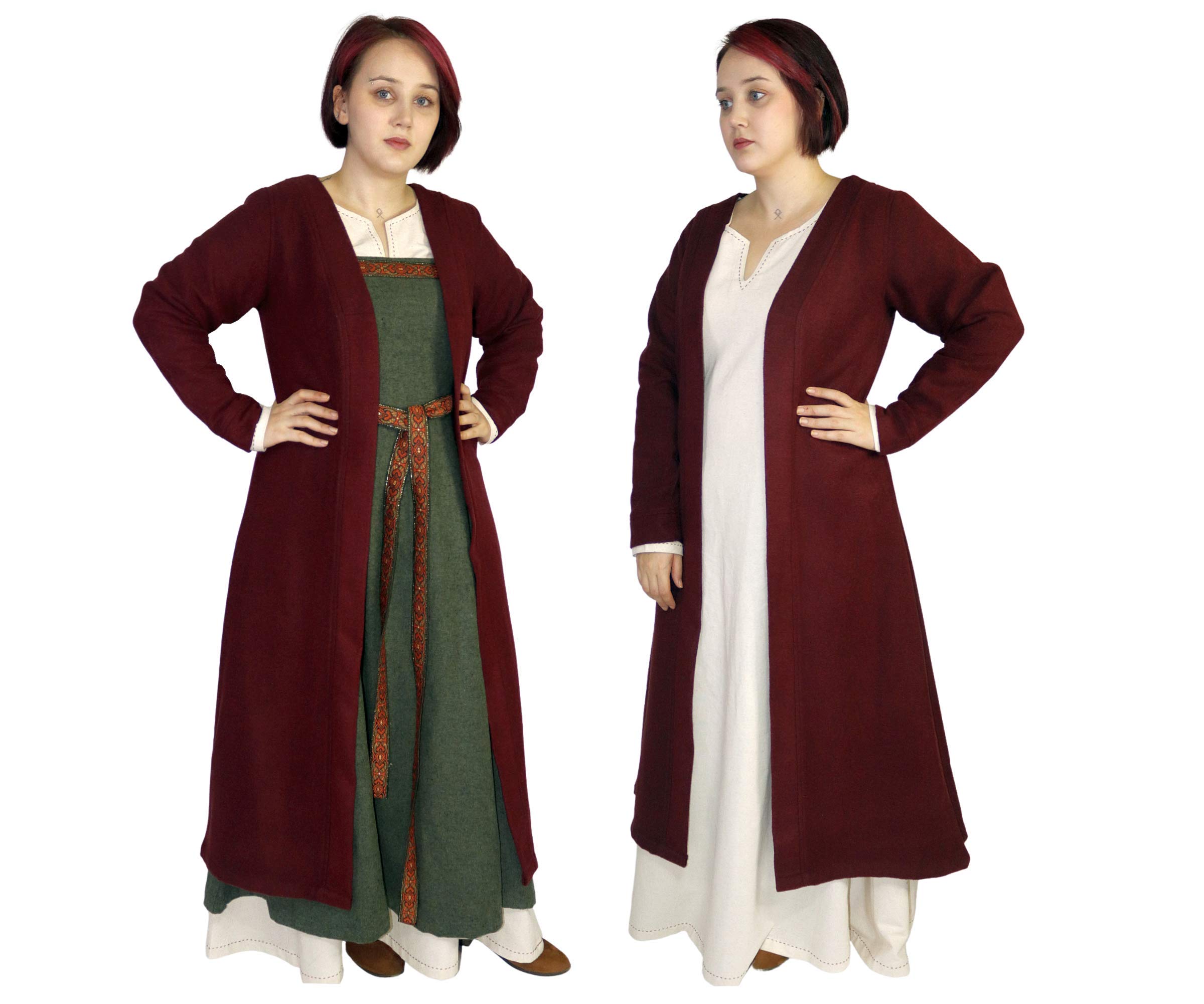 Authentic BIRKA Viking Wool Coat for Women - Handmade Medieval Norse Cloak - Premium Turkish Wool - Perfect for LARP, Cosplay & Historical Reenactment