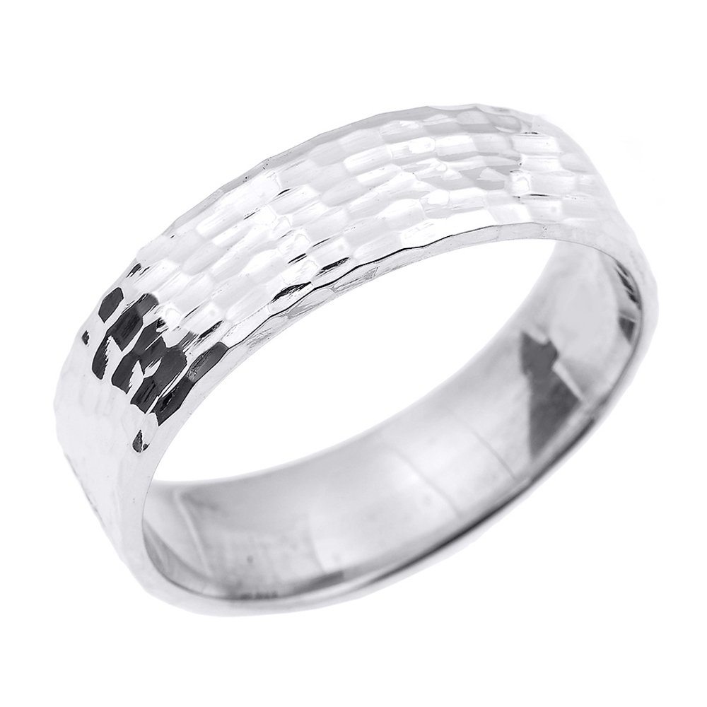 925 Sterling Silver 7mm Hammered Thumb Ring for Men & Women